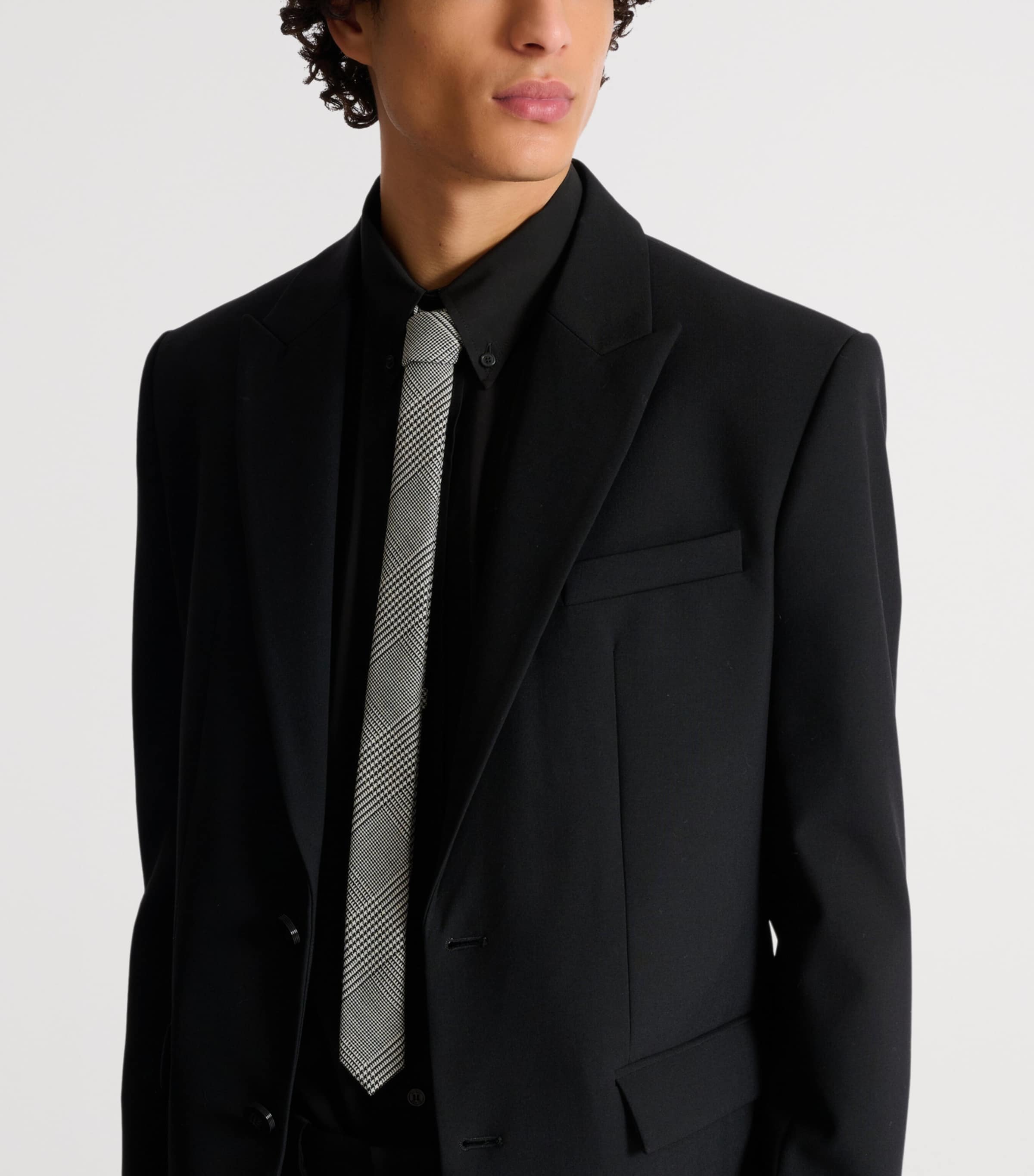 Virgin Wool-Blend Prince of Wales Tie EAB NOIR/BLANC Image 2