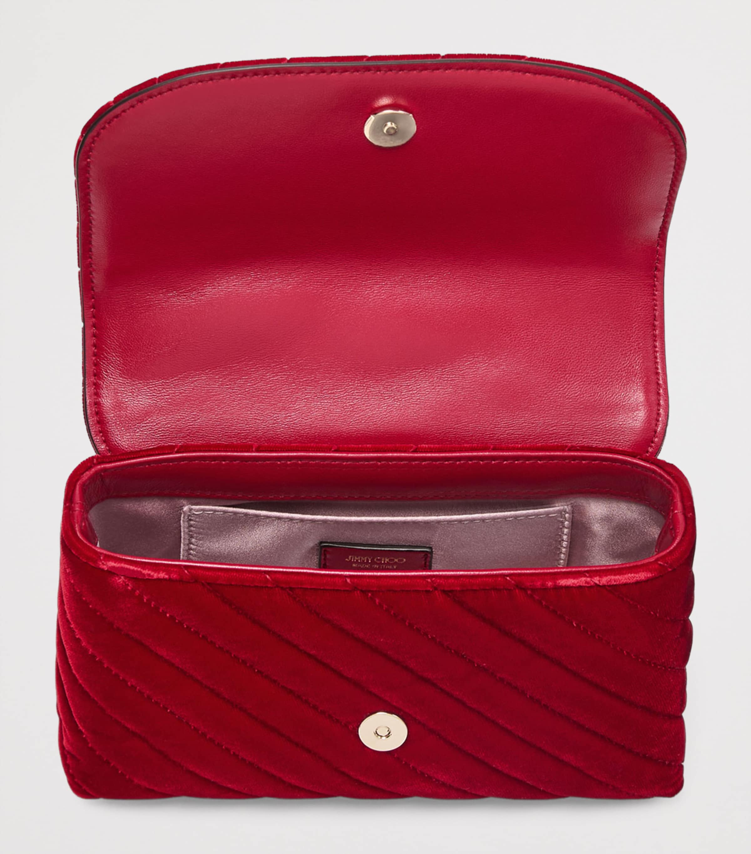 Small Curve Velvet Cross-Body Bag RUBY RED/SHINY GOLD Image 6