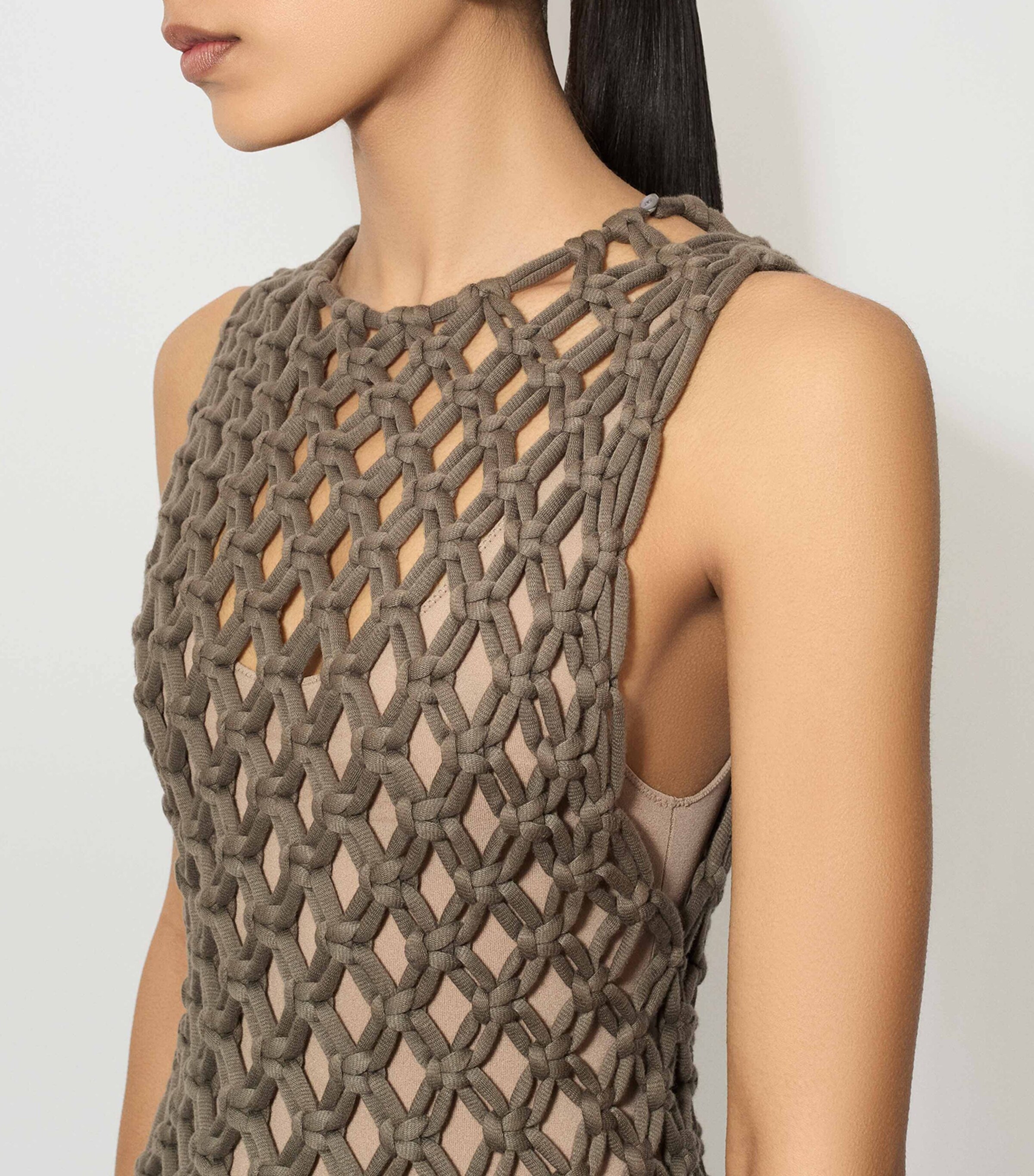 Cotton-Blend Midi Dress GRIS TAUPE Image 5