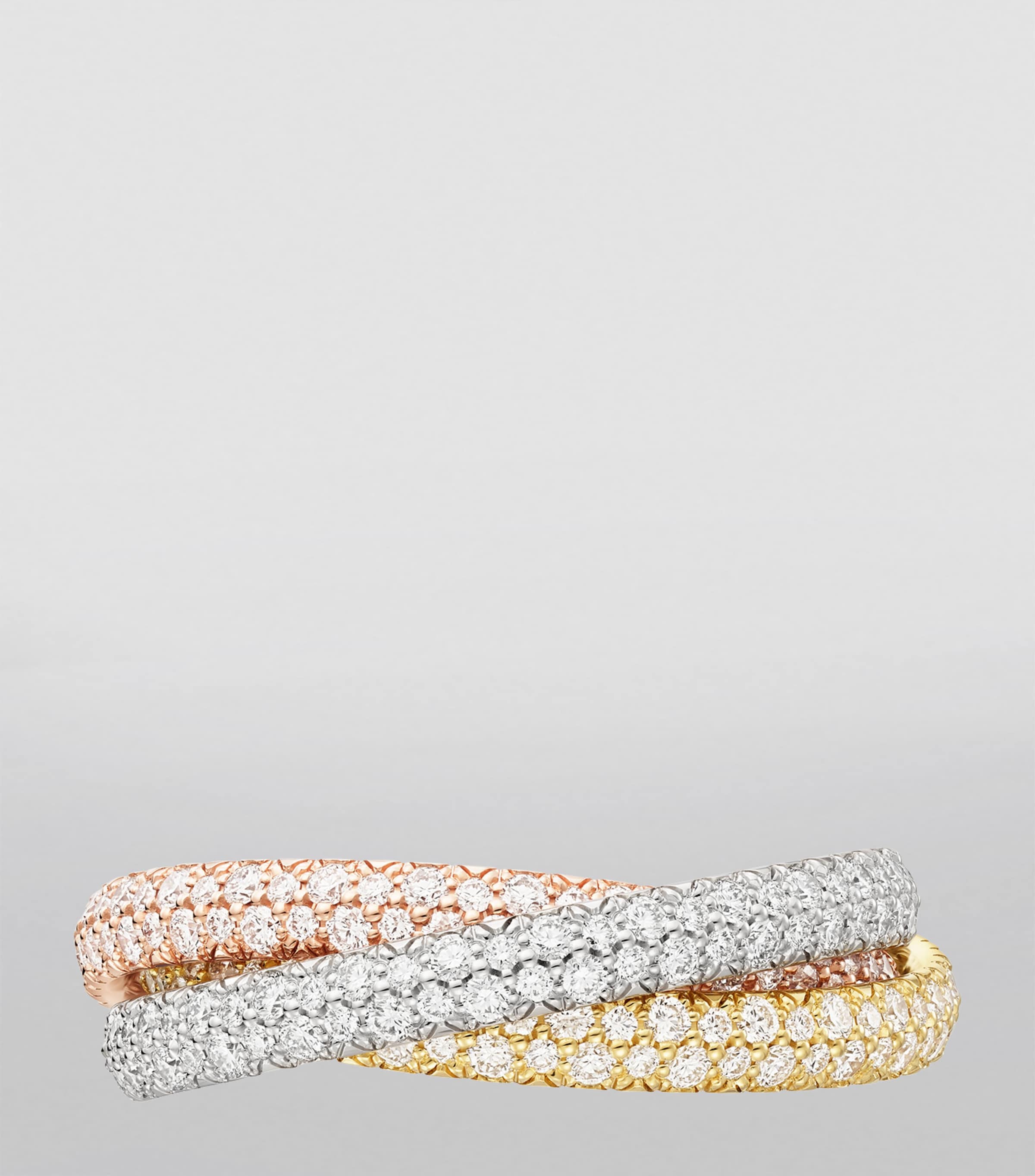 Small White, Yellow, Rose Gold and Diamond Trinity Ring MIXED GOLD Image 3