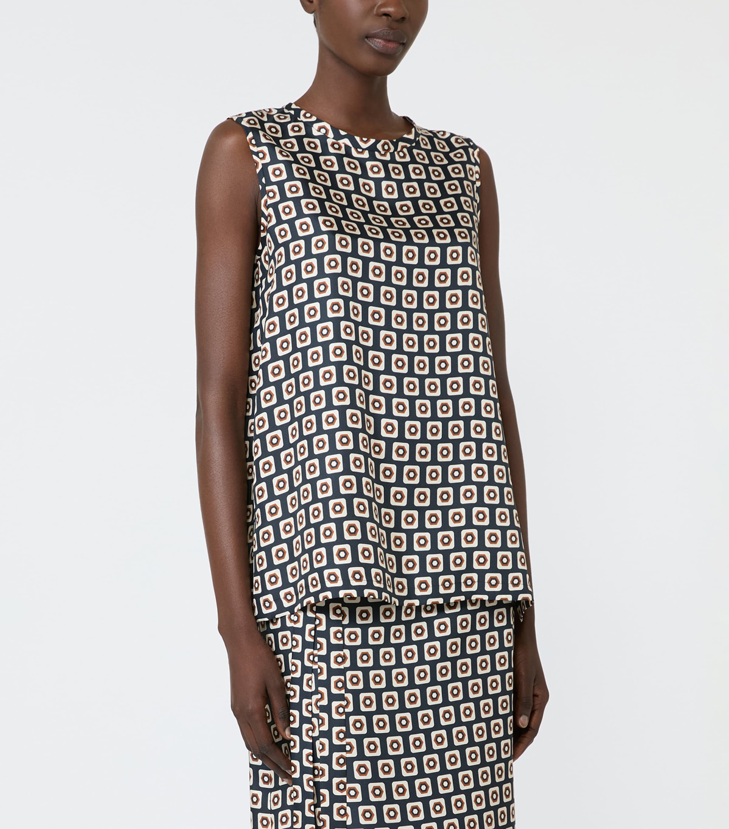 Max Mara Womens Silk Geometric Blouse Ultramarine Image 3