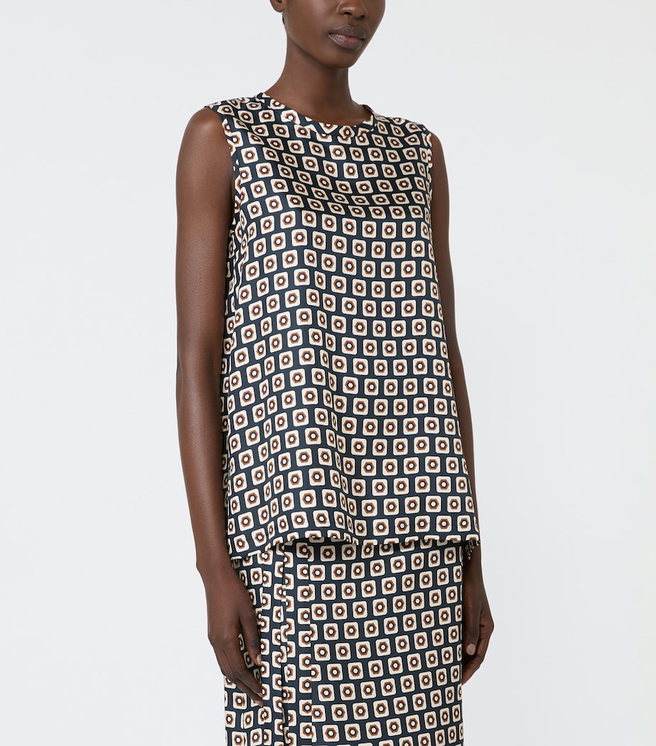 Max Mara Womens Silk Geometric Blouse Ultramarine Image 3