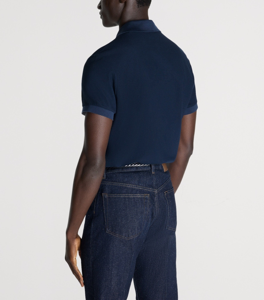 Dunhill Mens Cotton Piqué Polo Shirt Navy Image 4