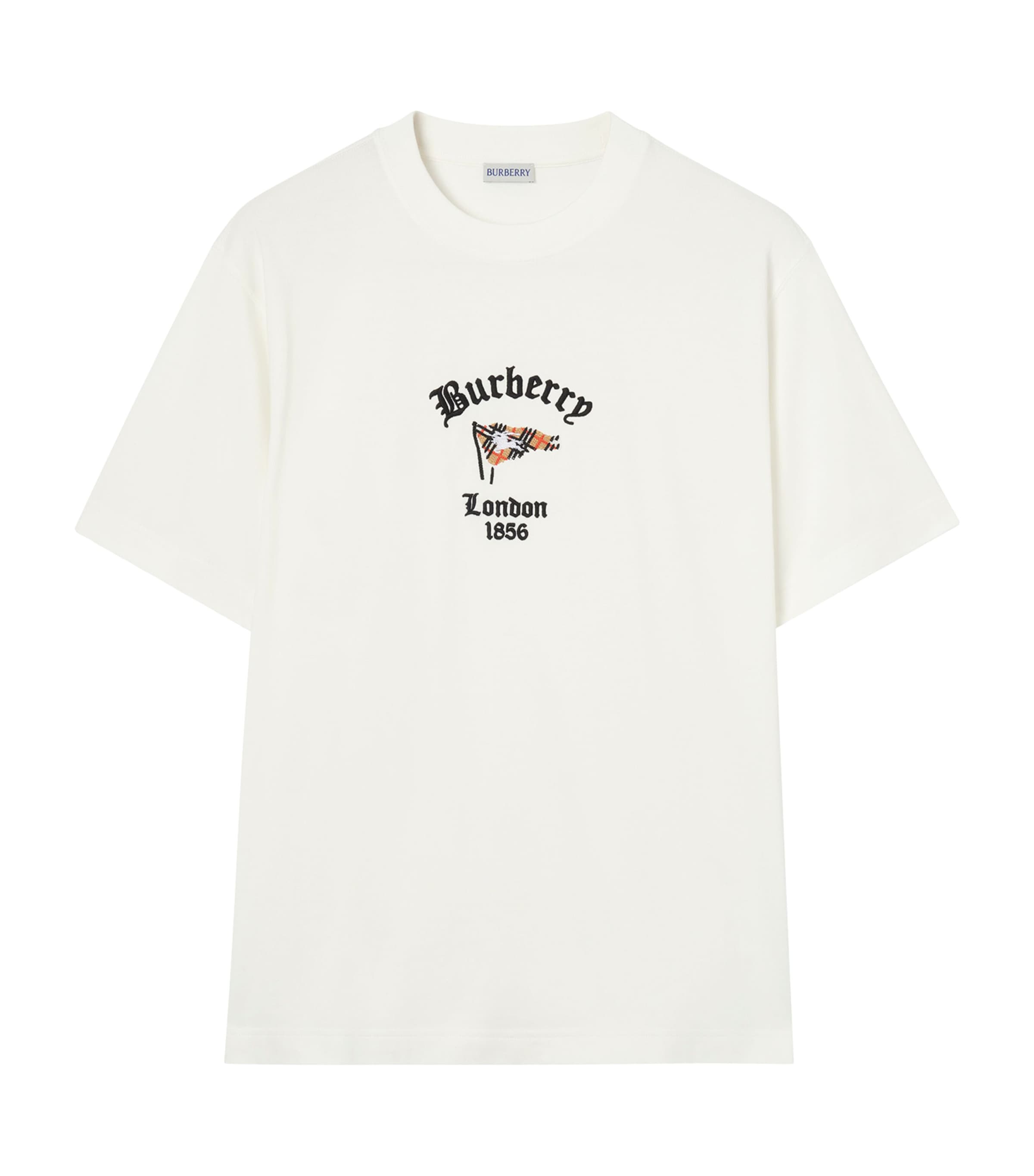 Burberry Mens Cotton Check Flag T-Shirt Chalk Image 1