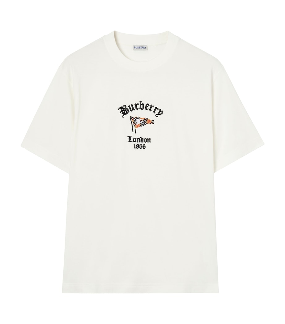 Burberry Mens Cotton Check Flag T-Shirt Chalk Image 1
