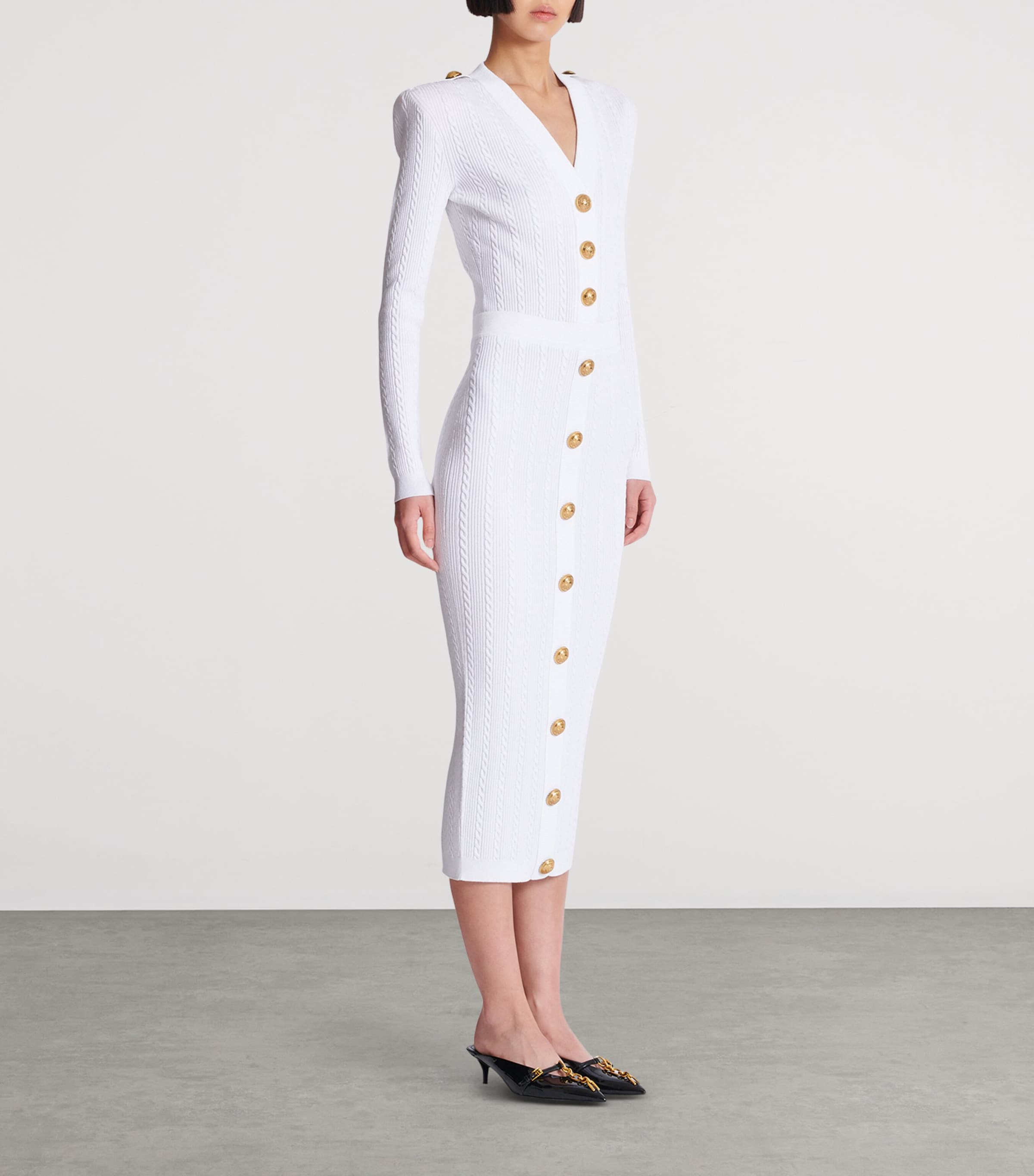 Cable-Knit Midi Skirt 0FA BLANC Image 2