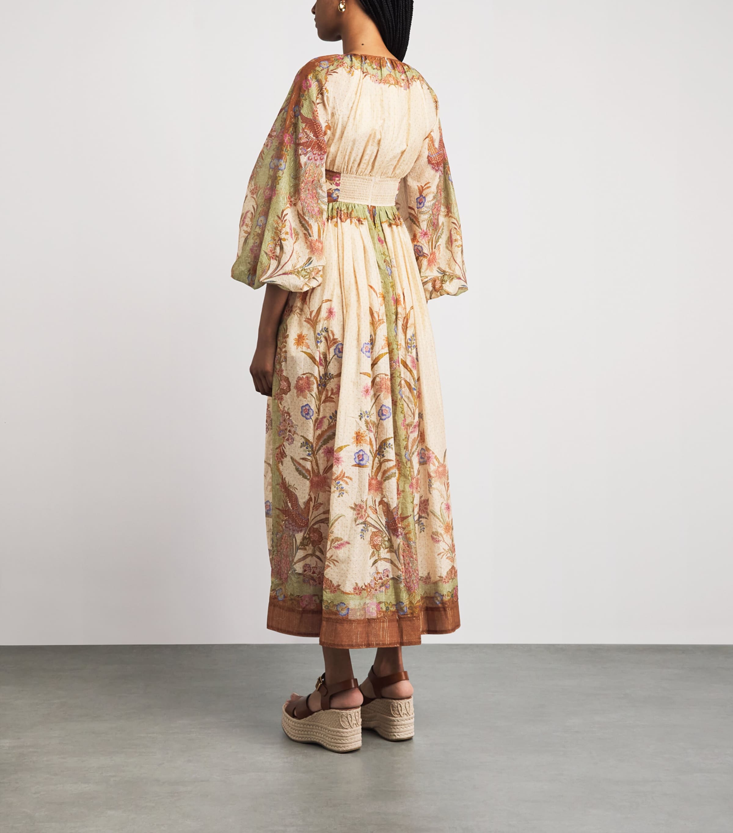 Zimmermann Womens Cotton-Silk Indra Maxi Dress Cksf Crm Khk Sf Flrl Image 4