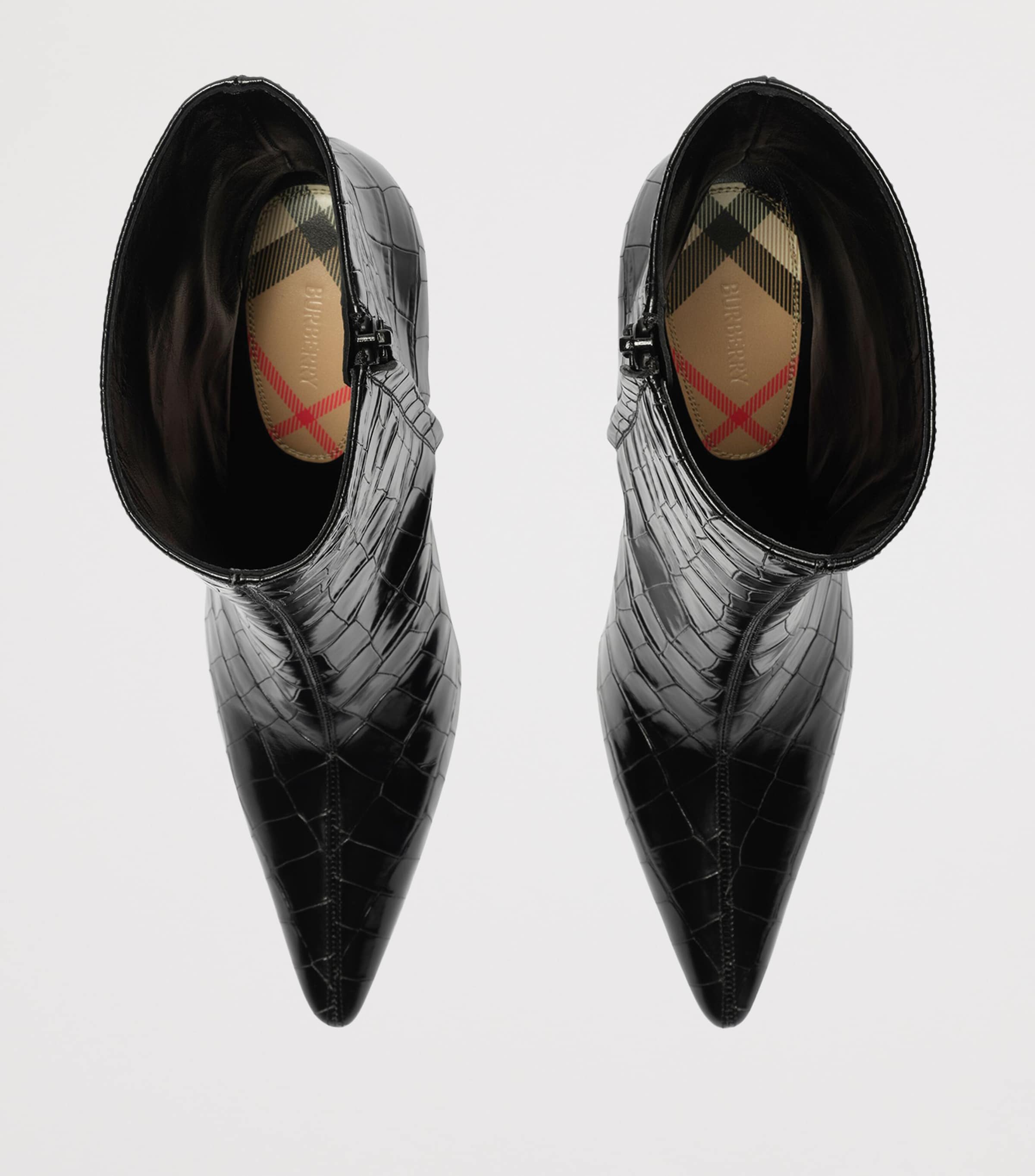 Burberry Croc-Embossed Leather Dame Ankle Boots 90 Black Image 5
