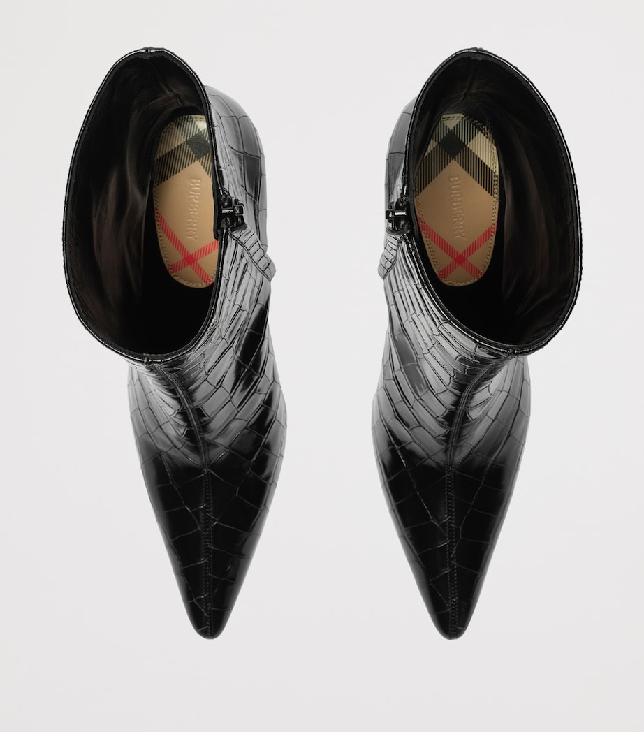 Burberry Croc-Embossed Leather Dame Ankle Boots 90 Black Image 5