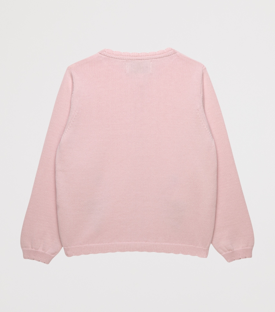 Trotters Cotton Ice Cream Intarsia Cardigan (2-5 Years) Pale Pink/winter Whi Image 2