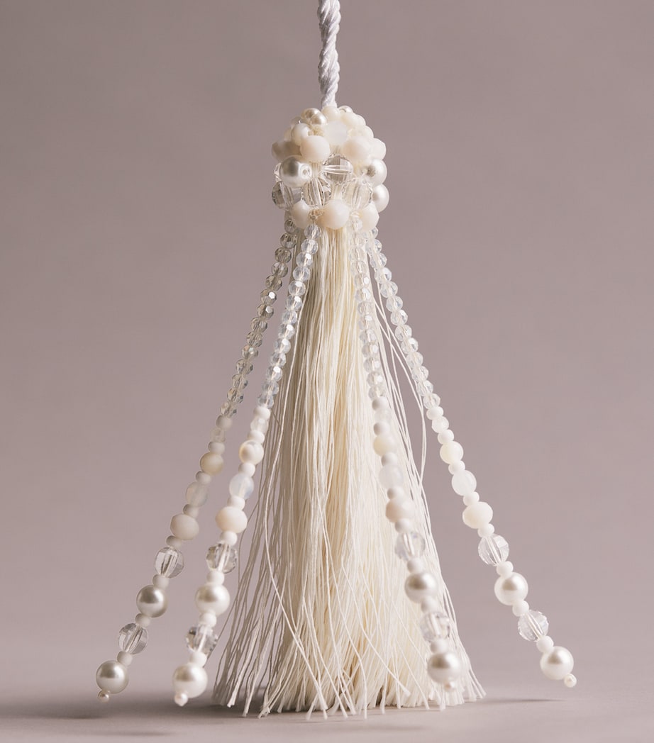 Jessica Light Beaded Tassel Tree Decoration White Image 2
