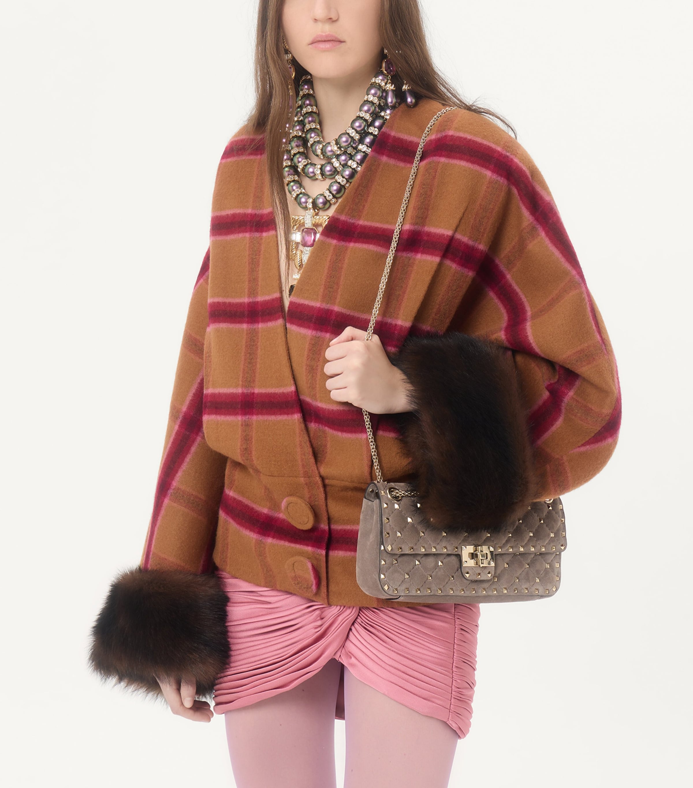 Valentino Womens Wool Check Wrap Jacket Image 7