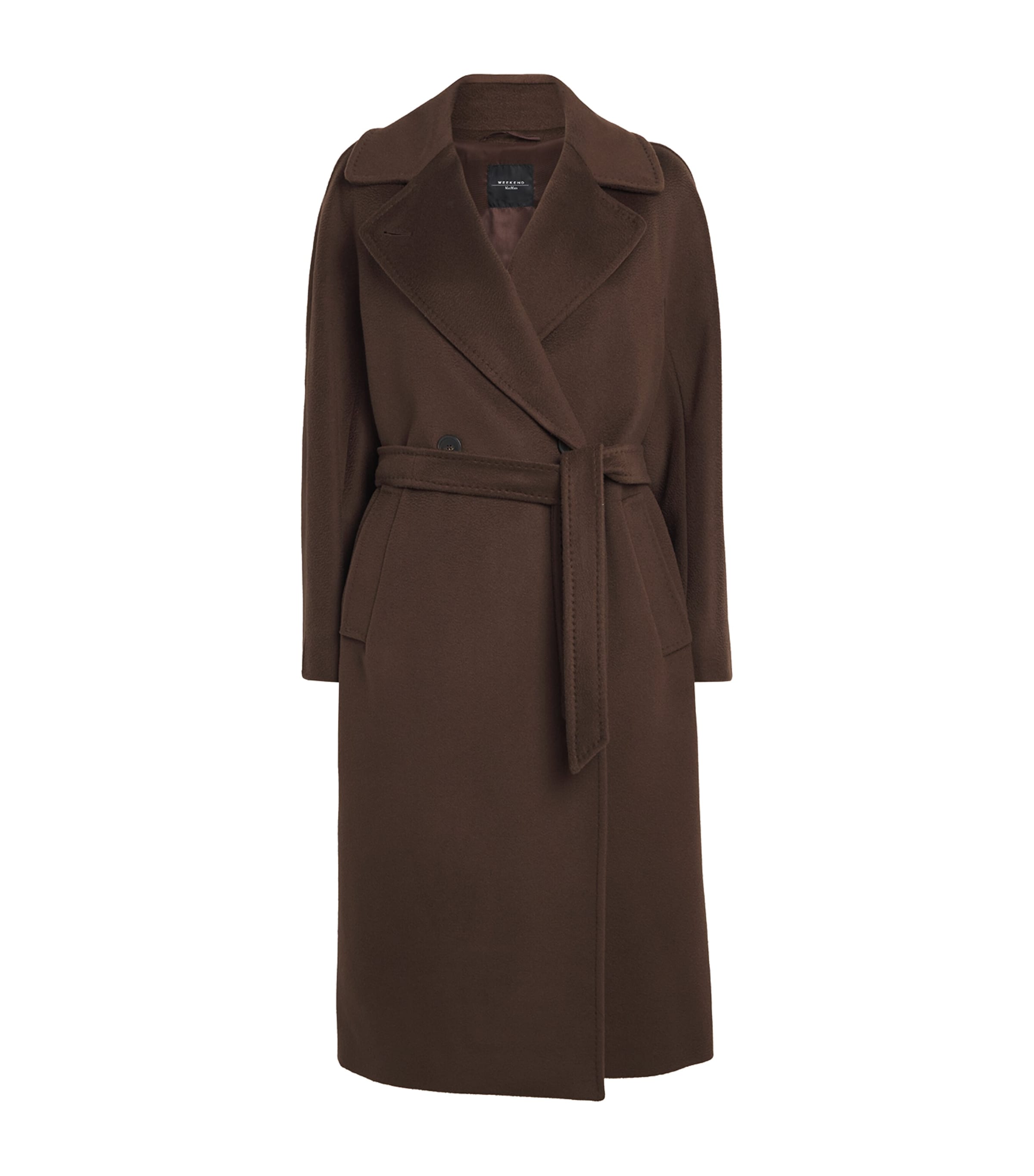 Weekend Max Mara Virign Wool Double-breasted Coat In Brown