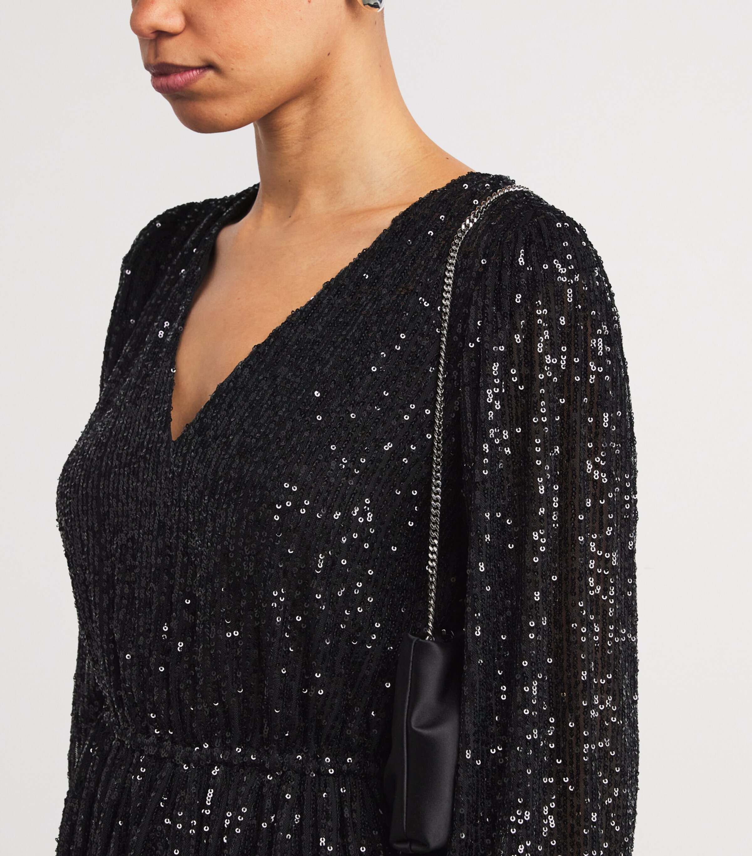 Sequin Gianetta Mini Dress BLACK Image 6