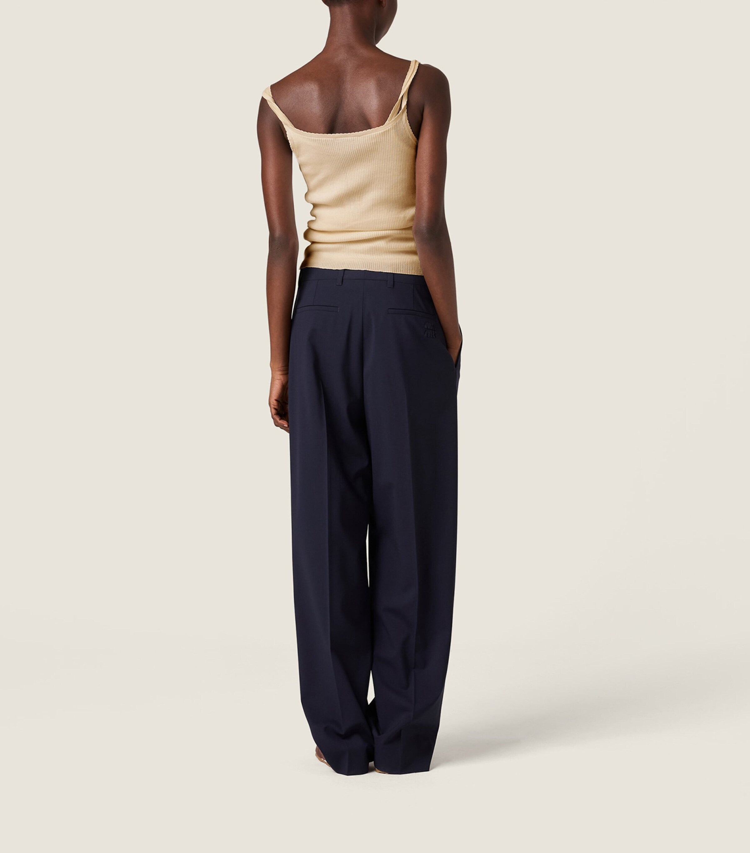 Miu Miu Womens Wool-Blend Tailored Trousers Blue Image 3