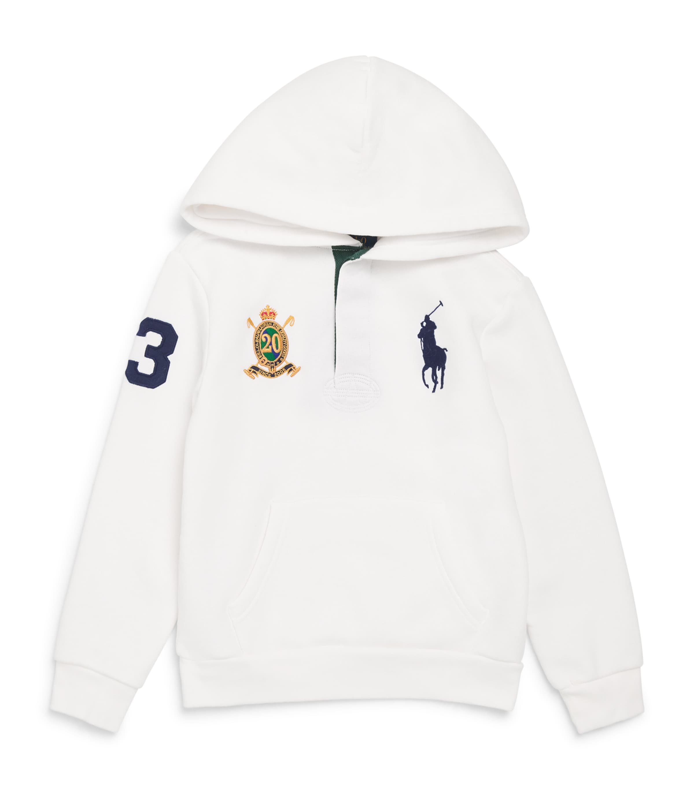 Ralph Lauren Kids Cotton 20th Anniversary Crest Hoodie (6-14 Years) Wht/navy P Image 1