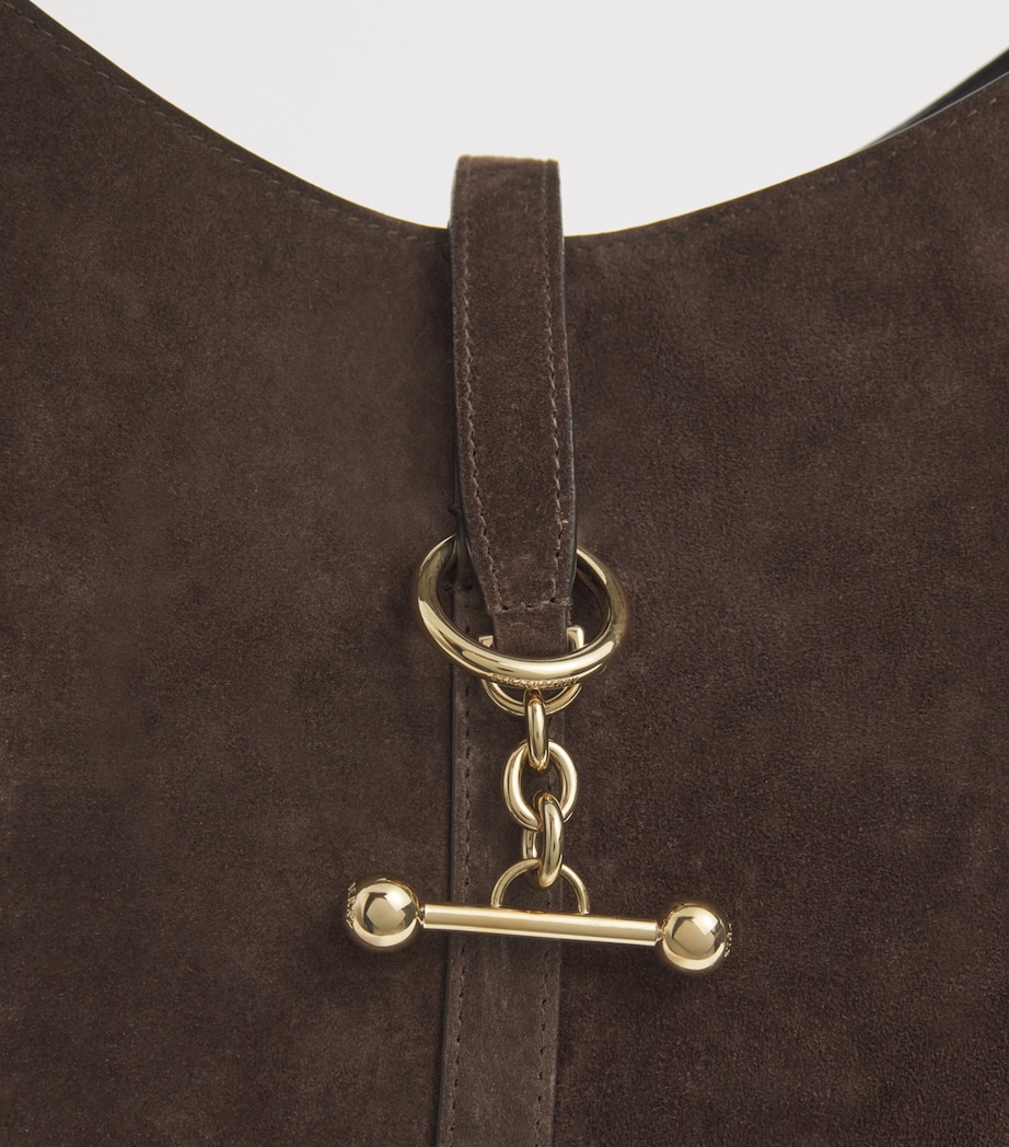 Strathberry Womens Maxi Suede Kite Shoulder Bag Dark Chocolate Image 6