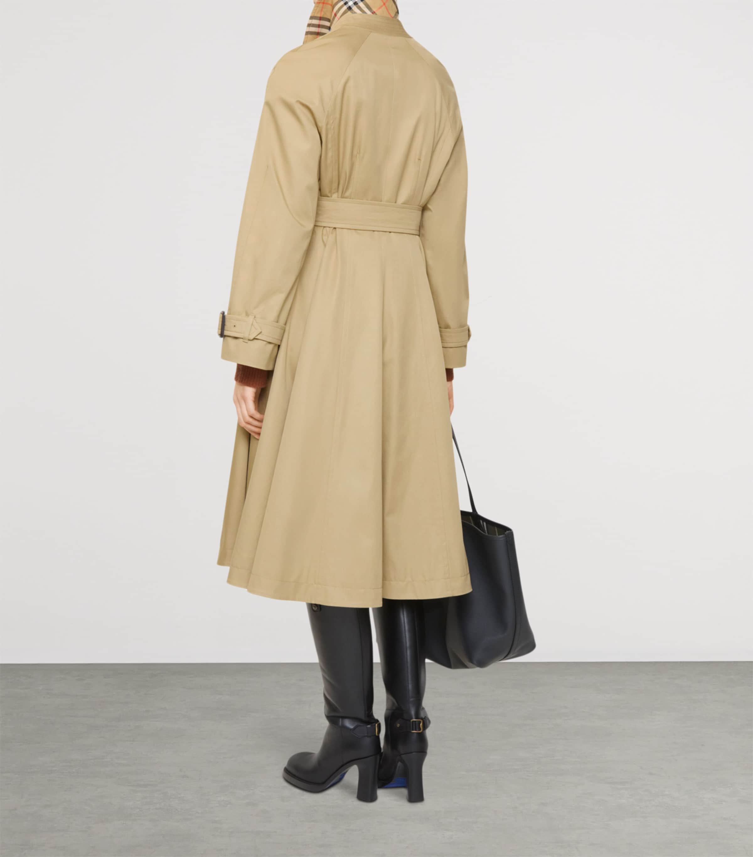 Burberry Womens Gabardine Ellingham Long Car Coat Beige Image 5