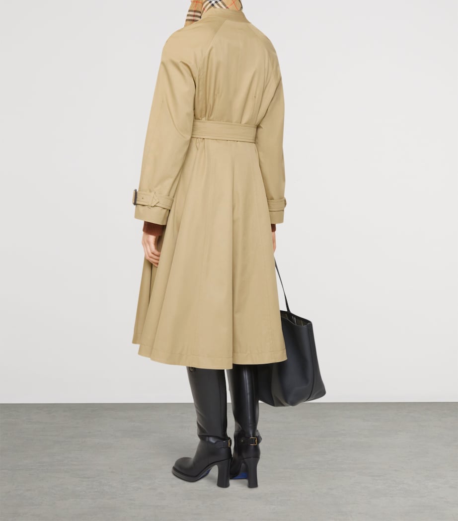 Burberry Womens Gabardine Ellingham Long Car Coat Beige Image 5