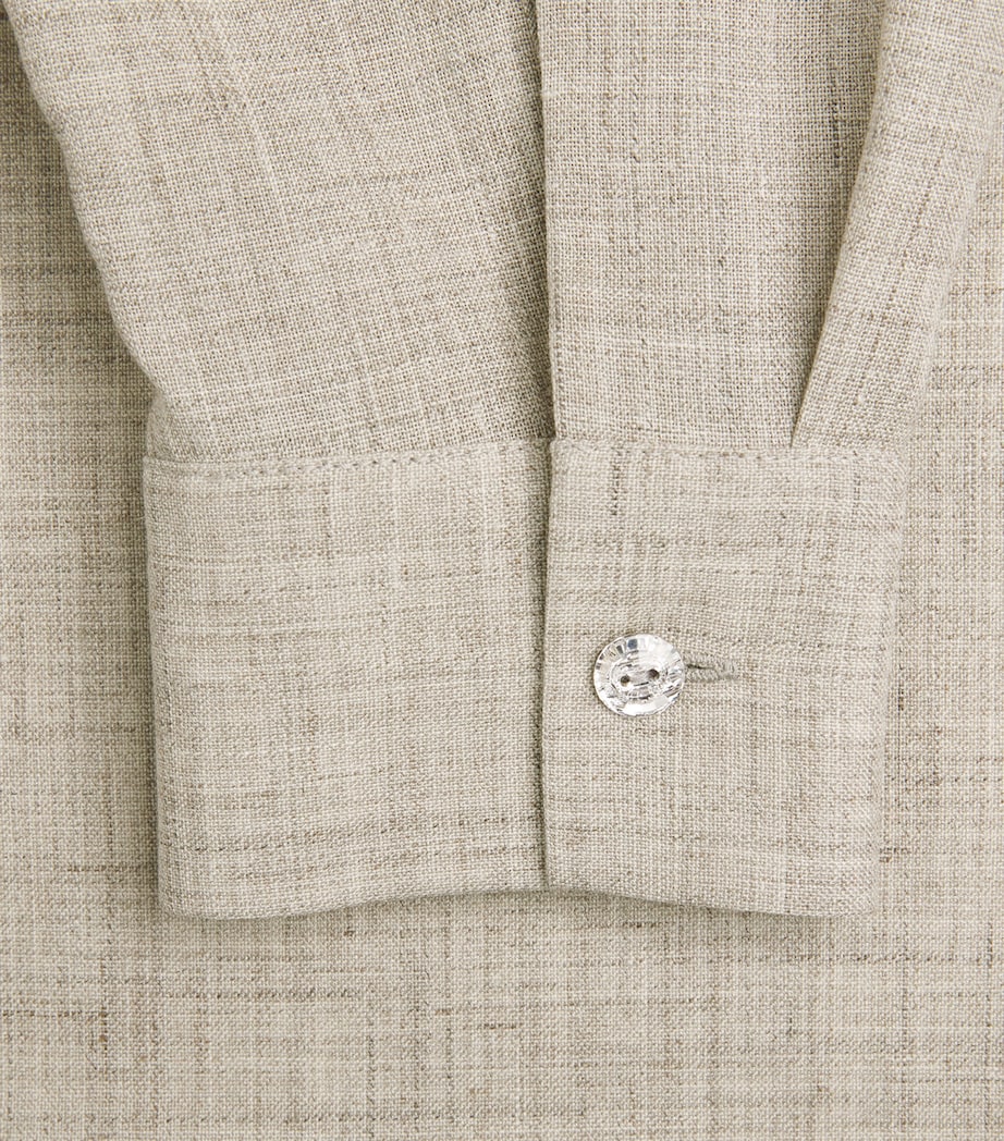 Wool-Silk-Linen Embellished Shirt TAUPE MULTI Image 5