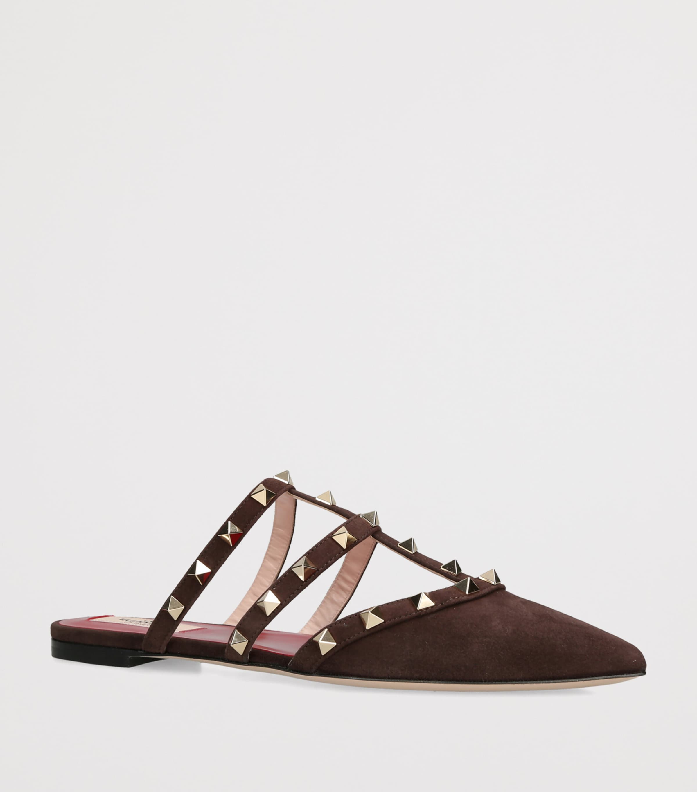 Valentino Garavani Suede Rockstud Mules Dark Brown Image 3