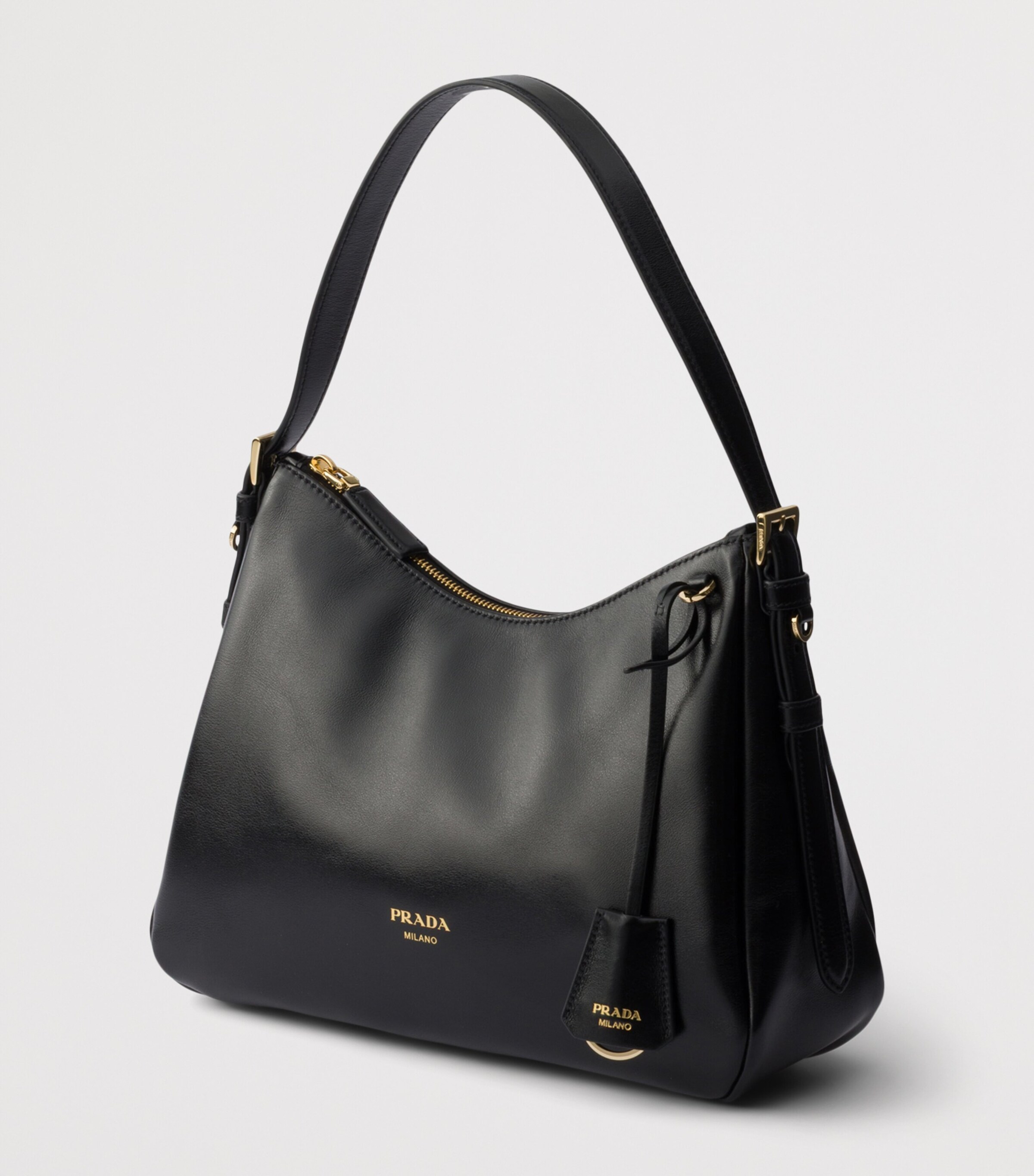 Prada Medium Leather Aimée Shoulder Bag Black Image 2