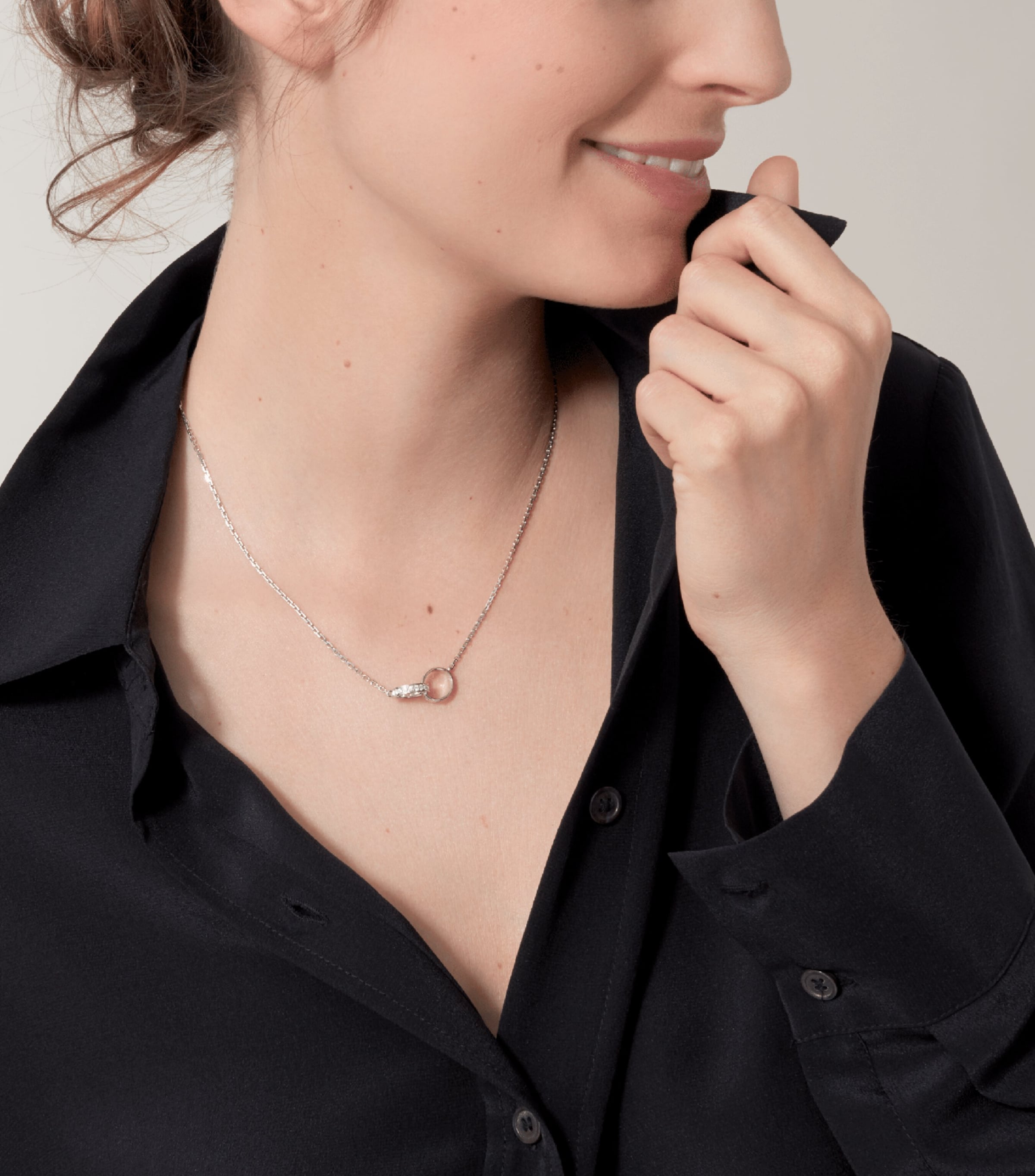 White Gold and Diamond LOVE Necklace WHITE GOLD Image 3