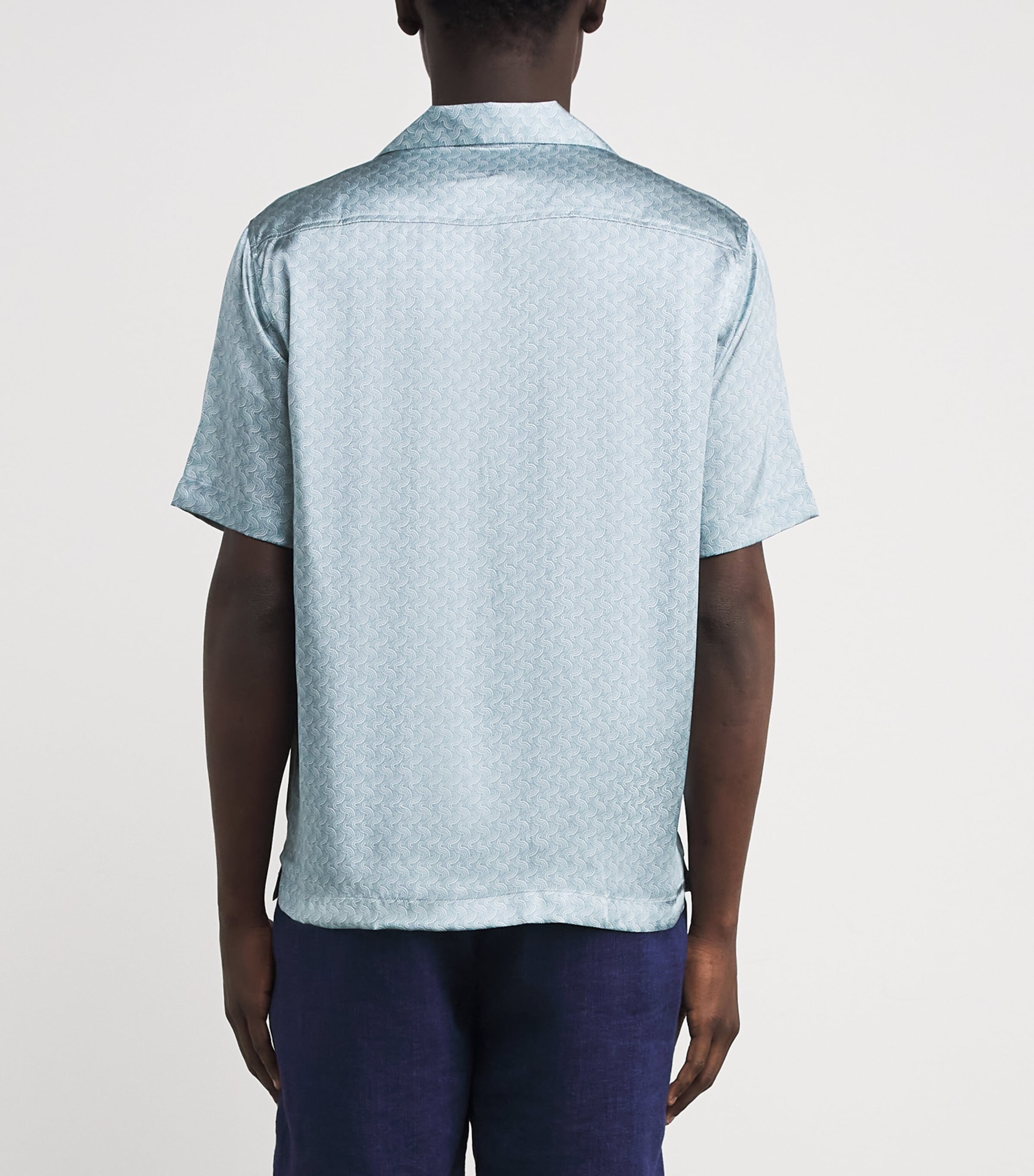 Silk Printed Roberto Shirt 902-COASTAL BLUE Image 4