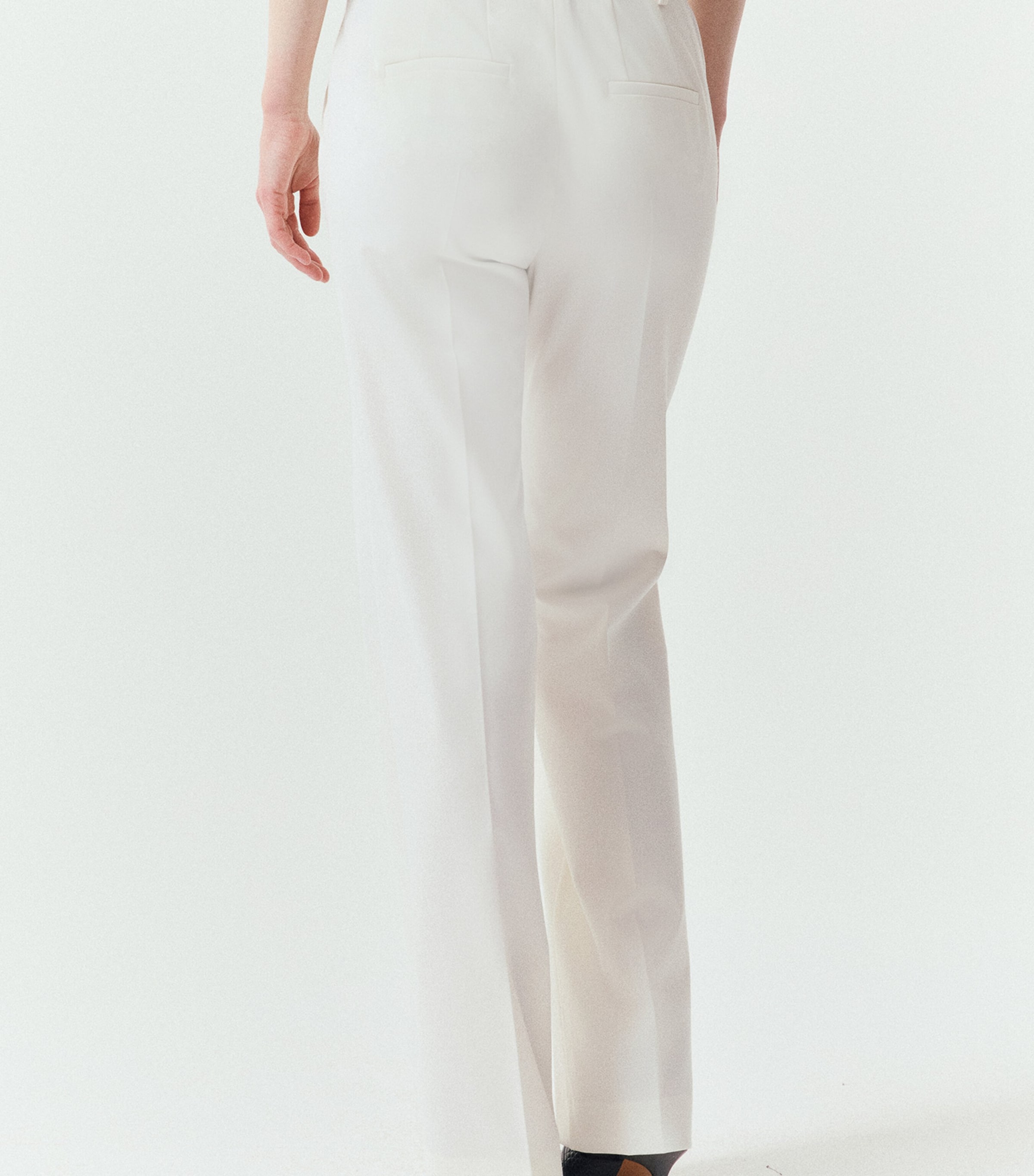 Marella Womens Ruffled Straight Trousers Ivory Image 3