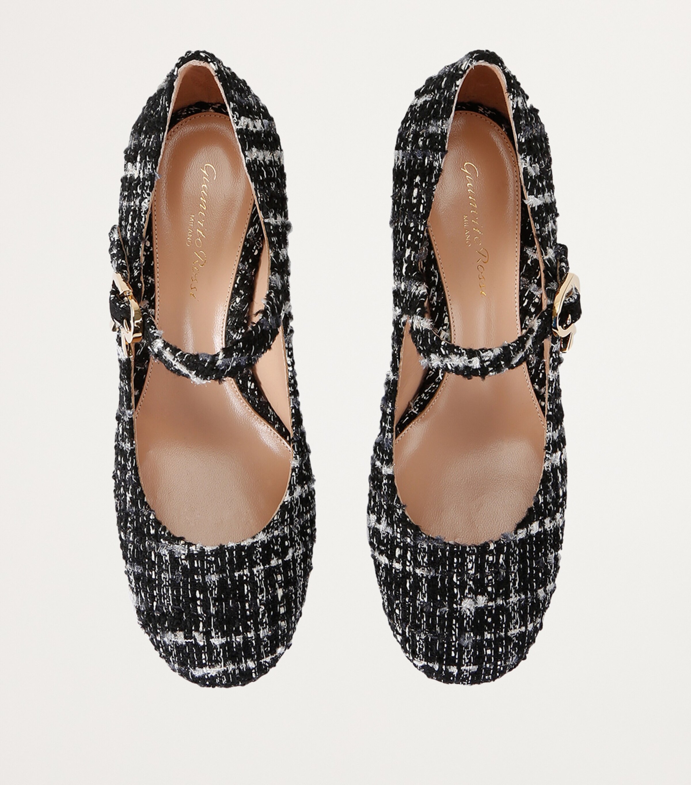 Gianvito Rossi Tweed Mary Jane Pumps 45 Blk/white Image 4