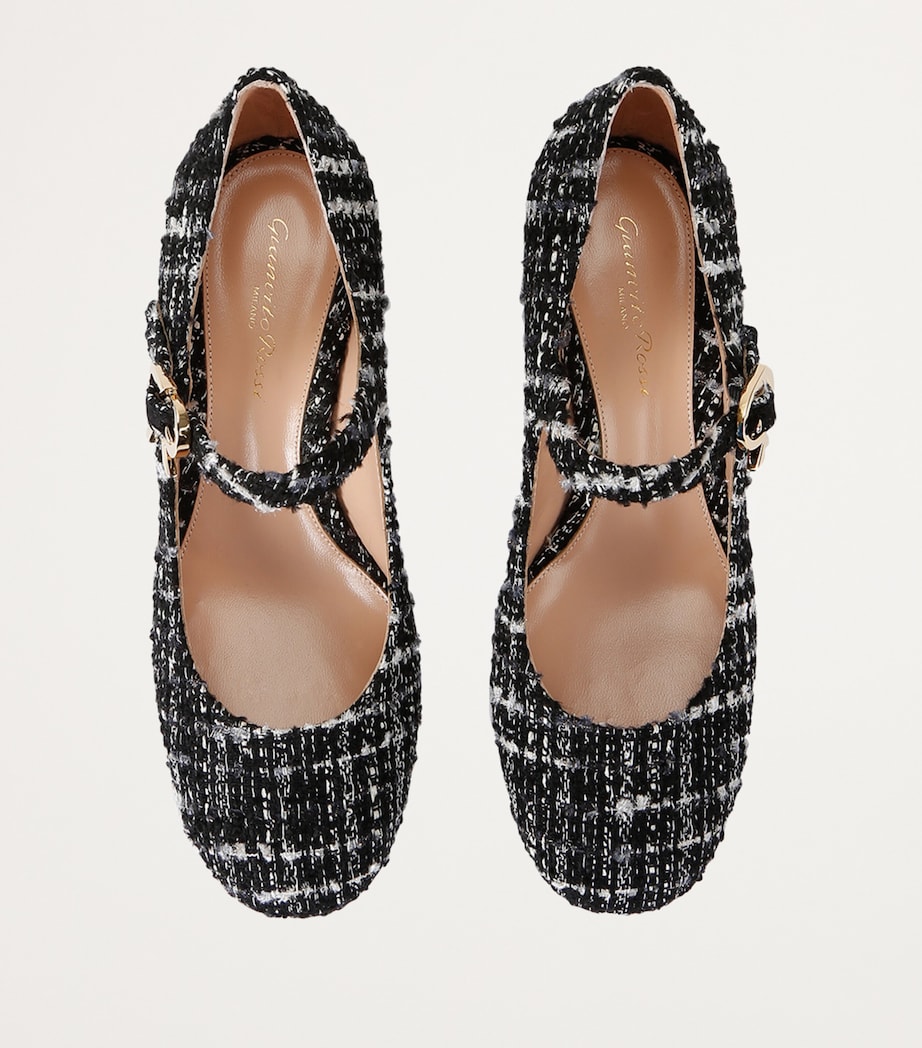 Gianvito Rossi Tweed Mary Jane Pumps 45 Blk/white Image 4