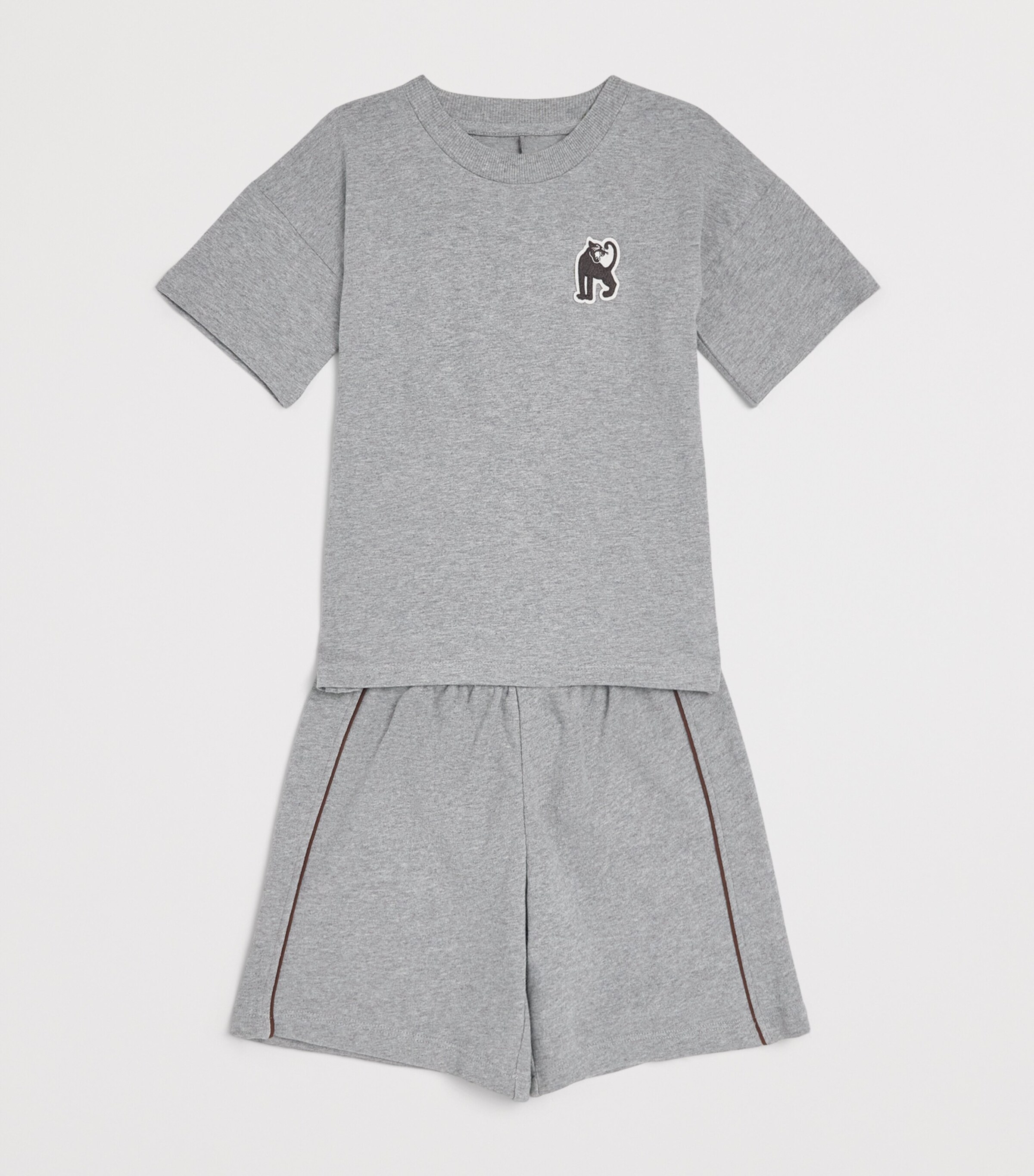 Mini Rodini Organic Cotton Piped Sweatshorts (3-11 Years) Melange Image 3