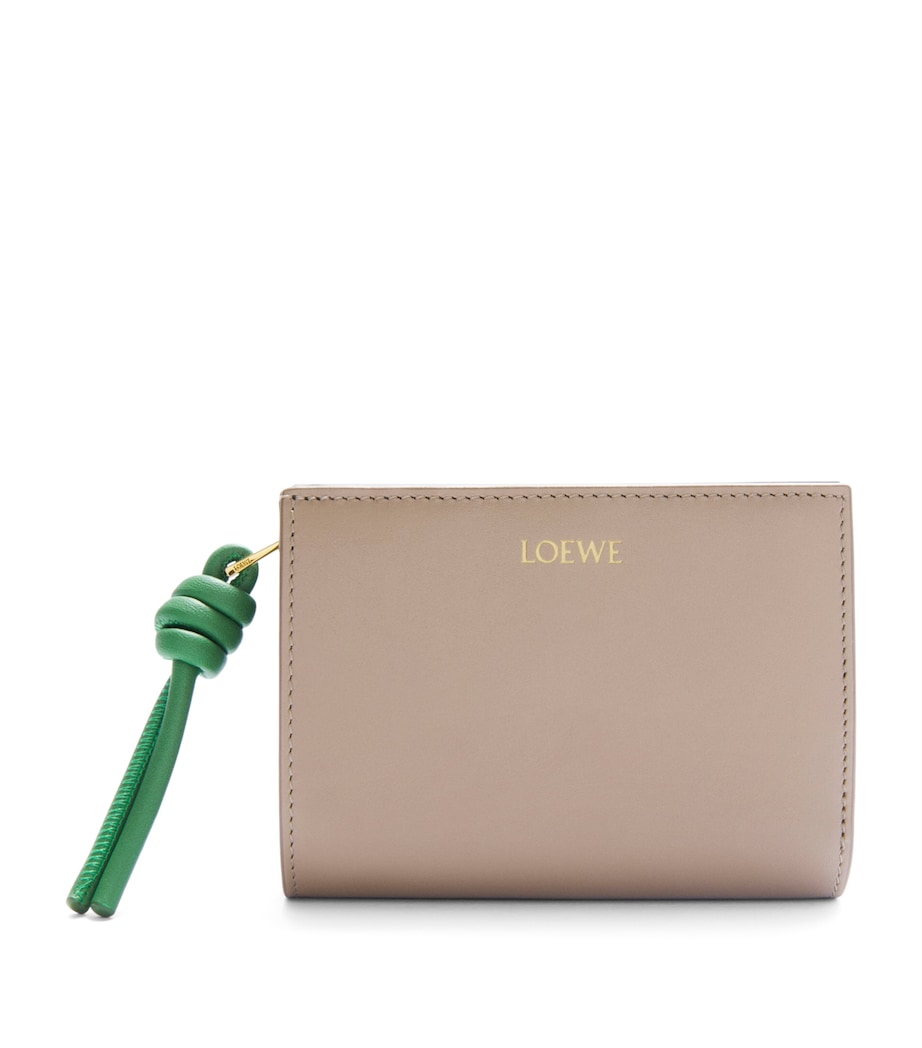 Leather Knot Compact Wallet SAND/TROPICAL GREEN Image 1