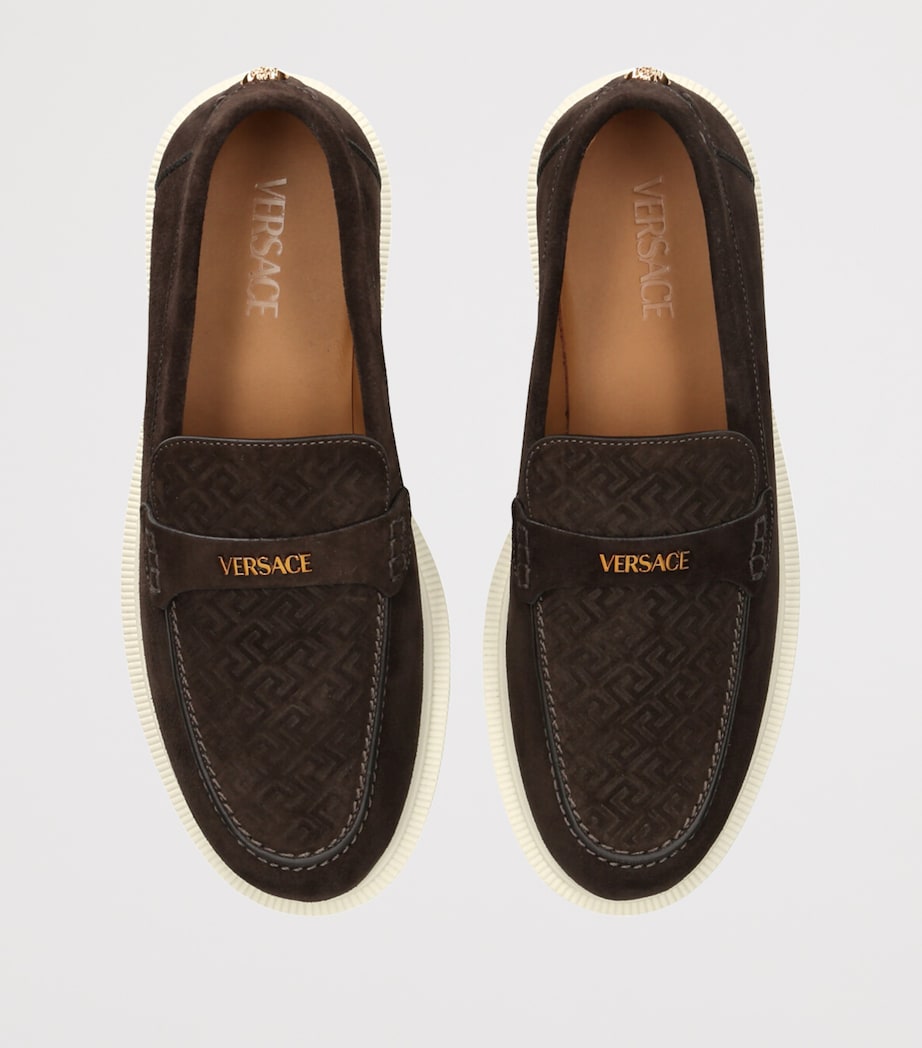 Suede Greco Monogram Loafers BROWN Image 4