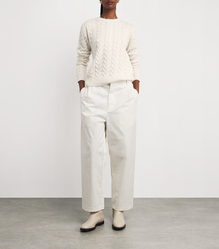 Cashmere Cable-Knit Sweater WHITE Image 2