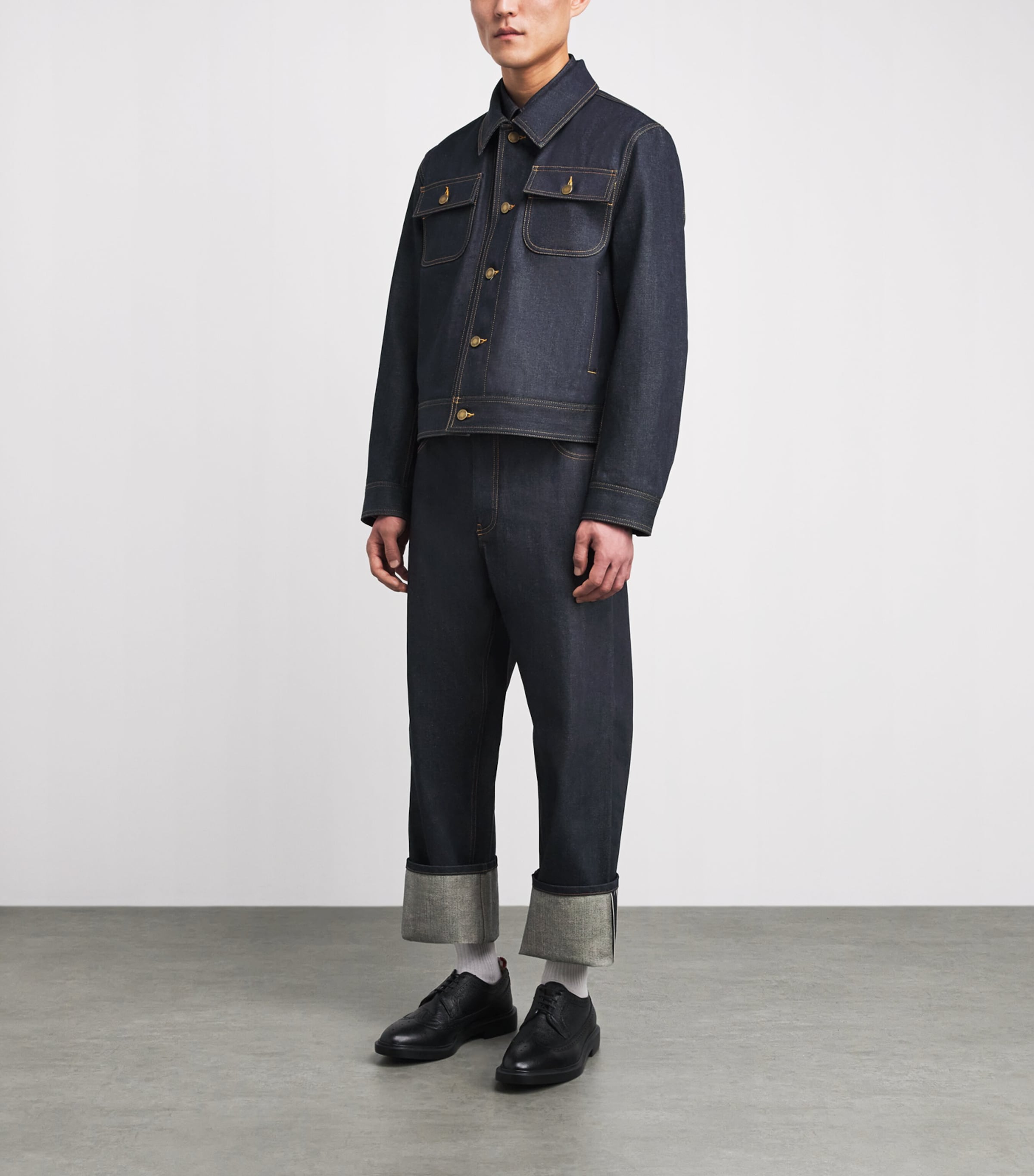 Thom Browne Mens Selvedge Denim Straight Jeans Navy Image 2