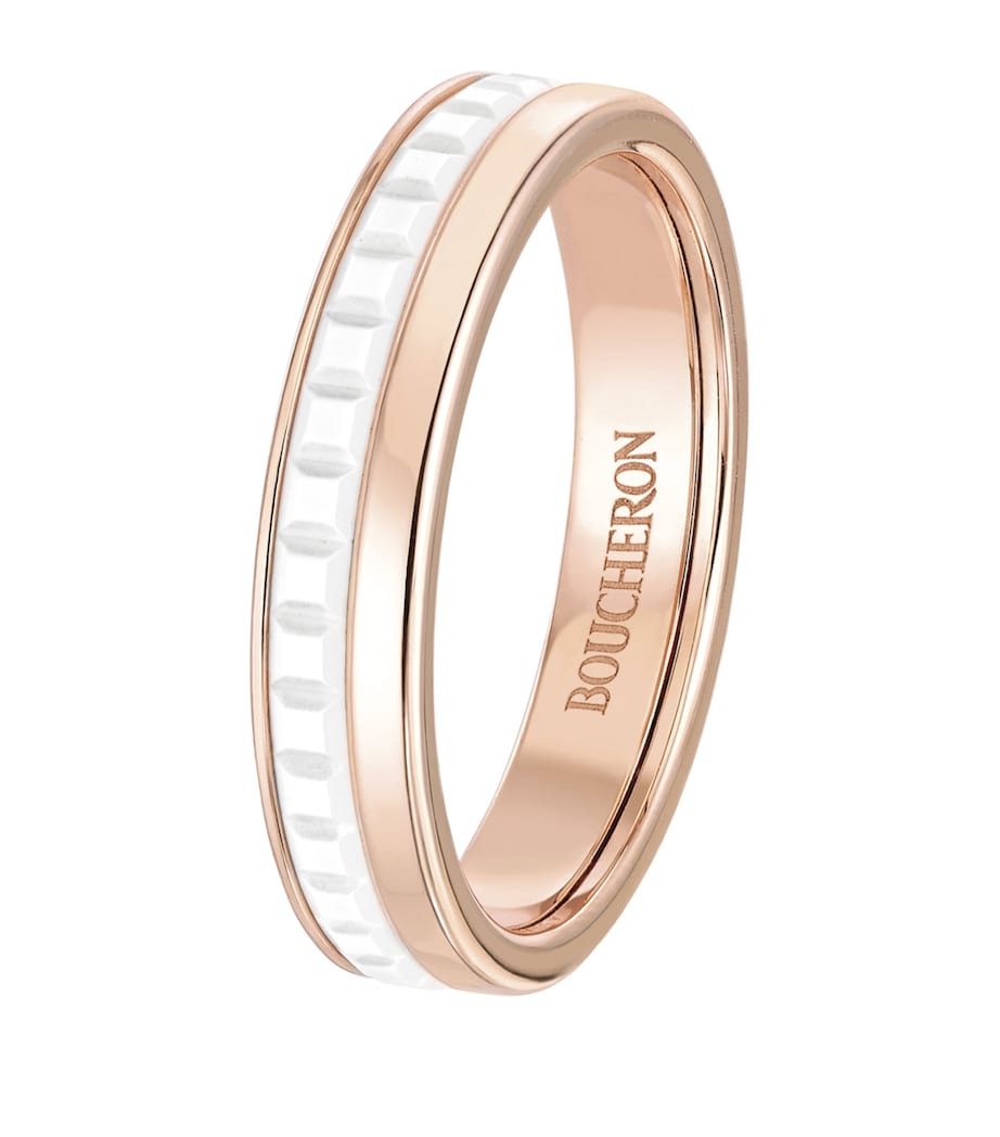 Rose Gold Quatre White Wedding Band NO COLOUR Image 1
