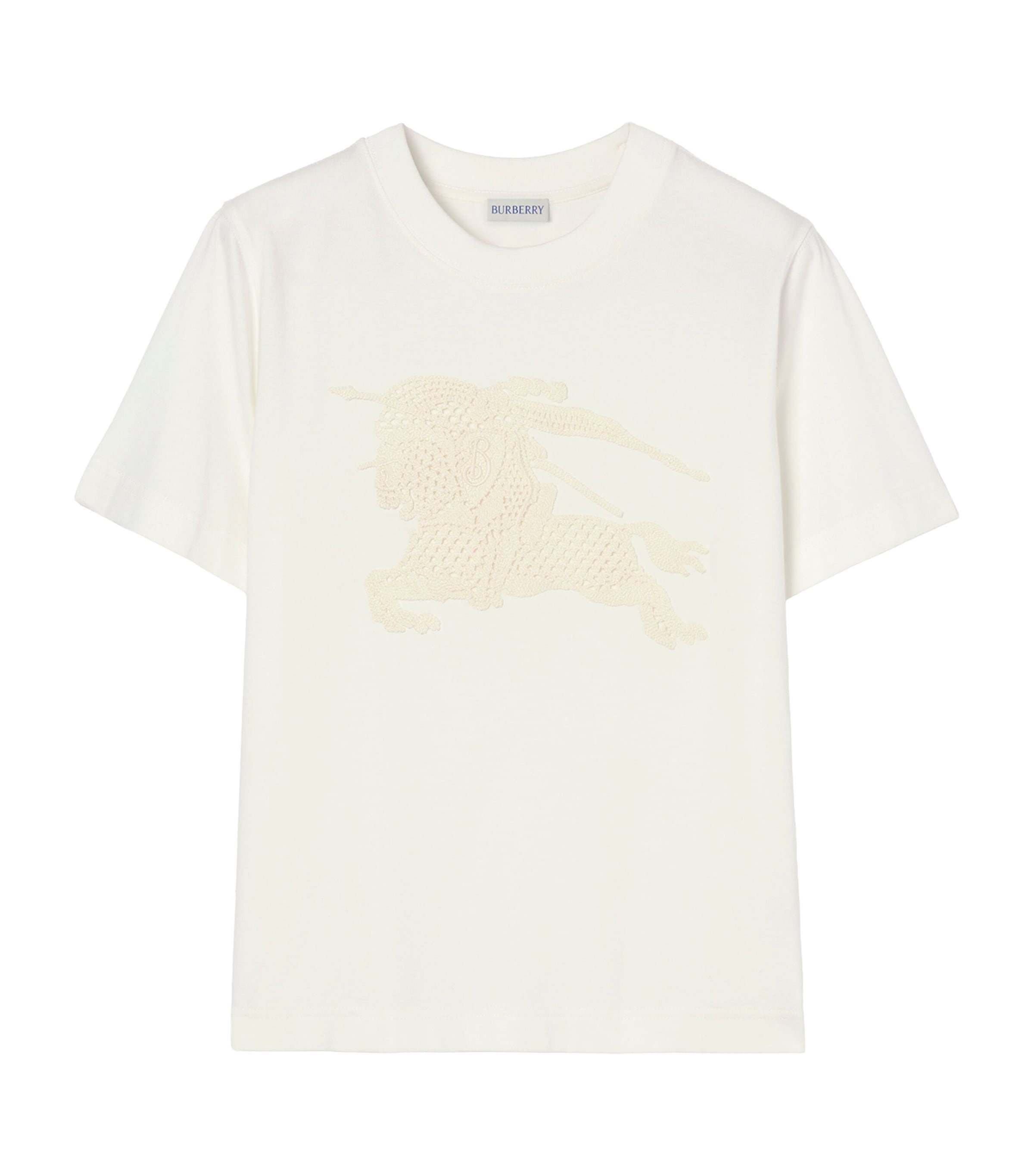 Burberry Womens Cotton Crochet EKD T-Shirt Chalk Image 1