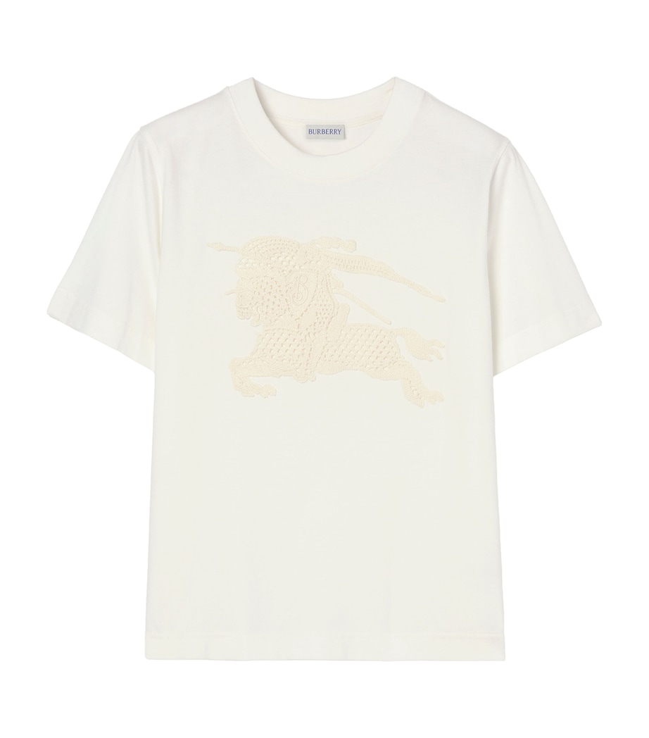 Burberry Womens Cotton Crochet EKD T-Shirt Chalk Image 1