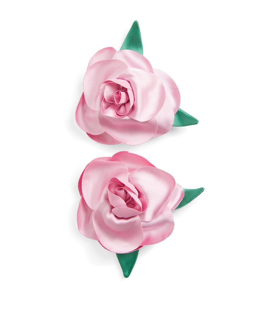 Self-Portrait Kids Rose Hair Clips (Set of 2) Green Image 1