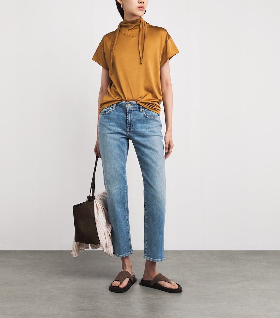 7 For All Mankind Womens Calie Mid-Rise Straight Jeans Aquashade Image 2