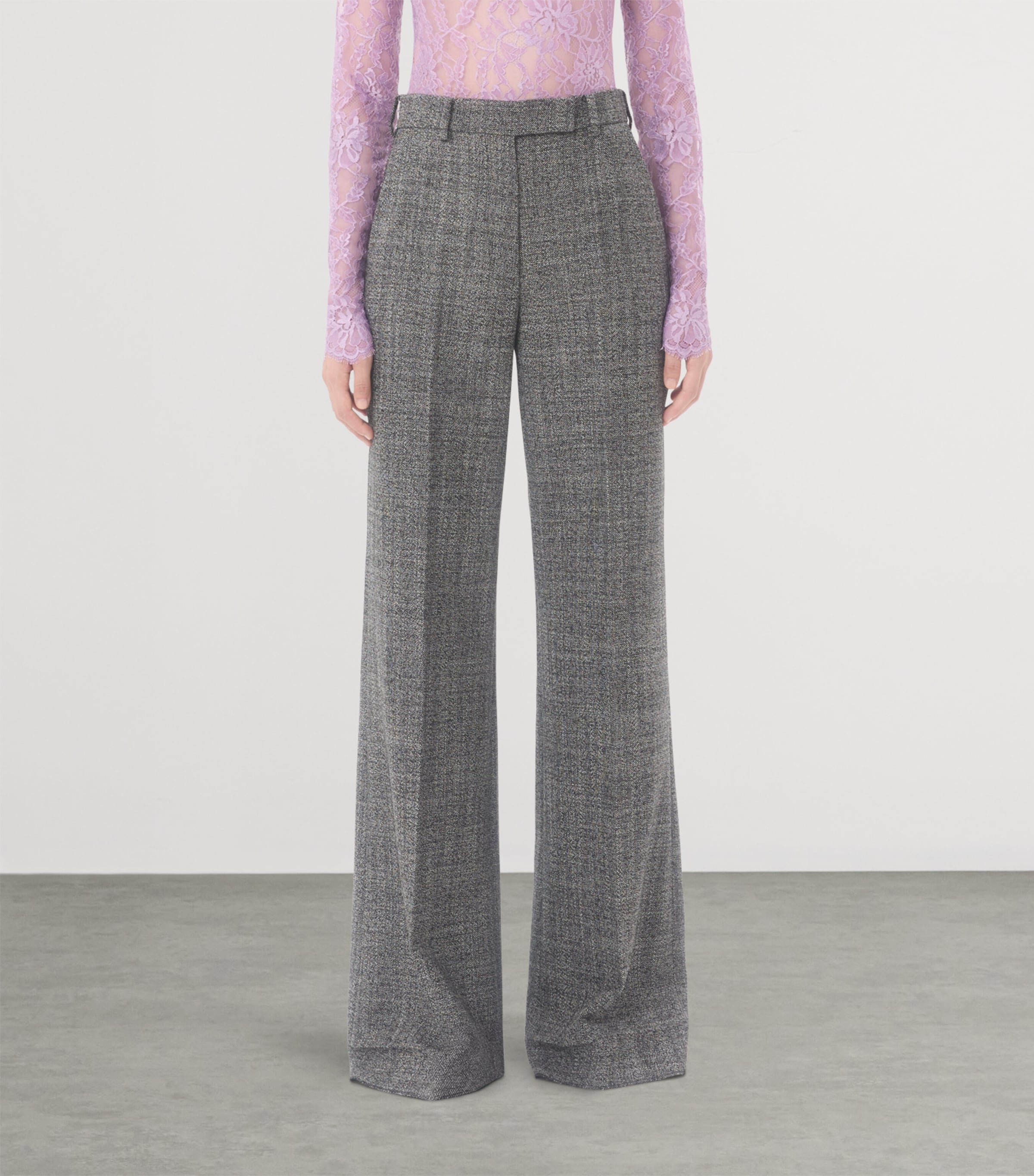 Virgin Wool Wide-Leg Trousers A01 Image 3