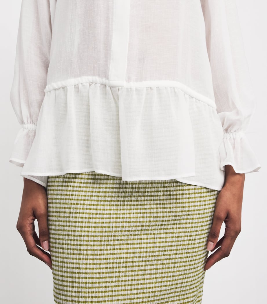 Gauze Ruffle Blouse WHITE Image 6