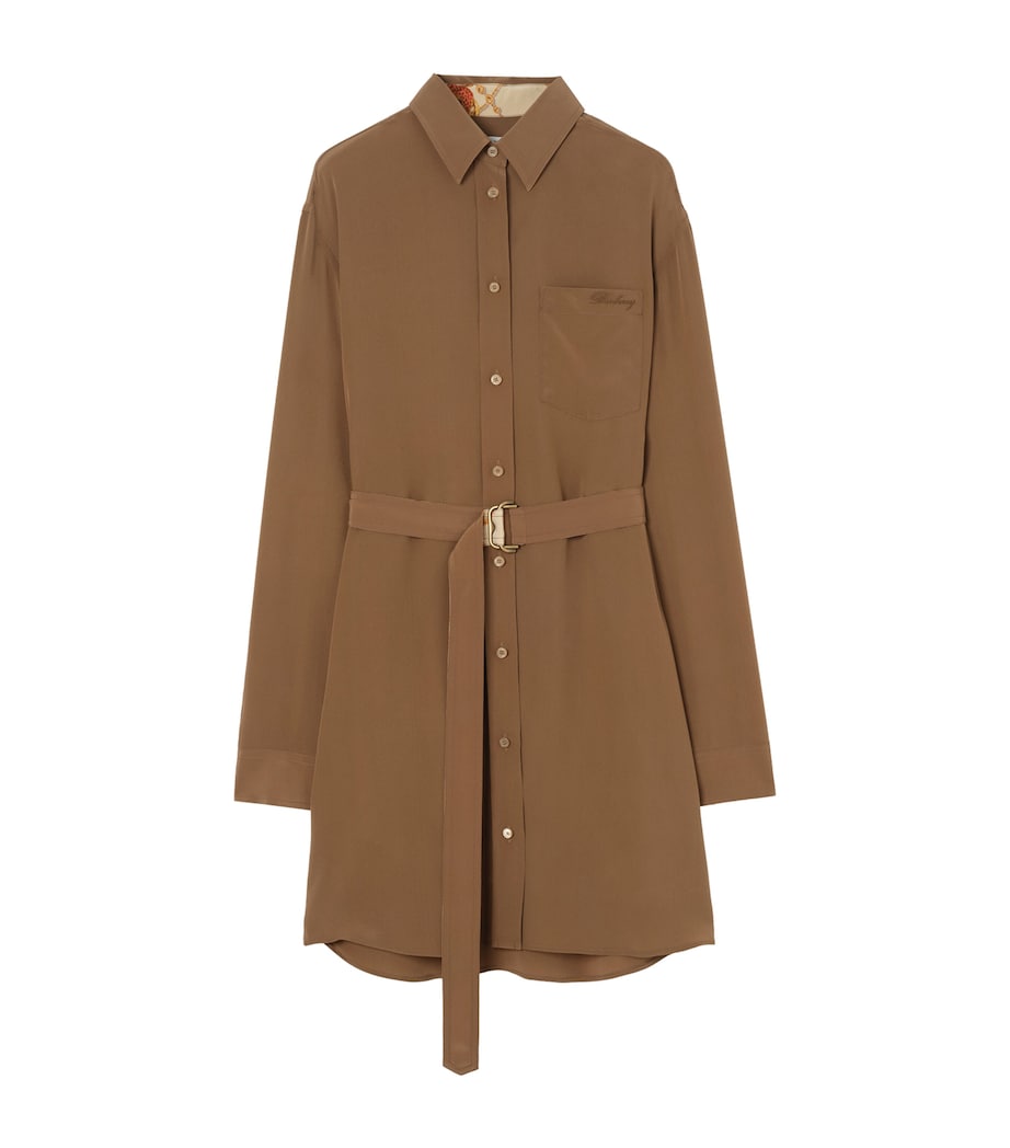Burberry Womens Silk Crepe de Chine Mini Shirt Dress Puddle Image 1