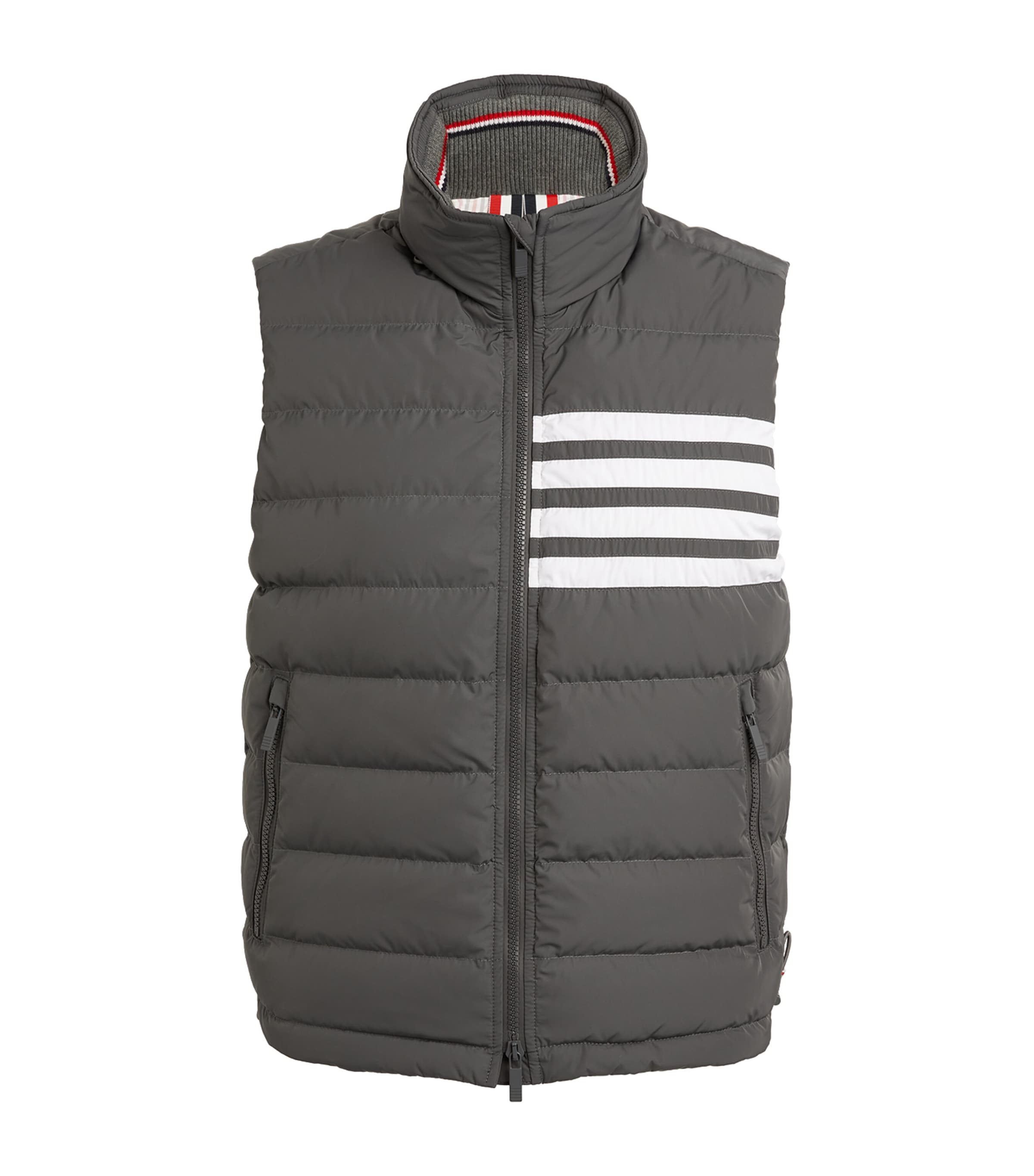 Thom Browne 4-bar Stripe Down-filled Gilet In Grey