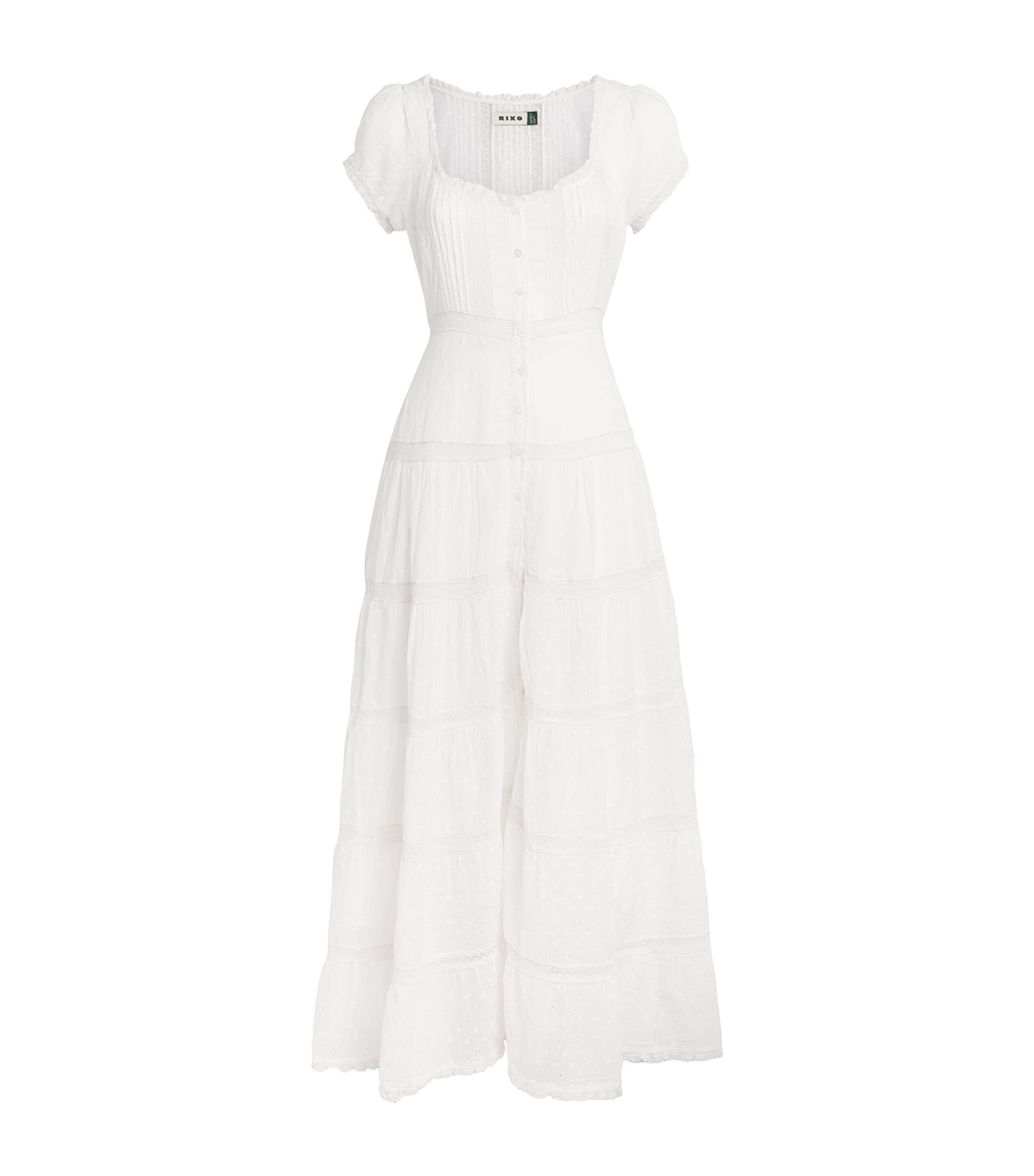 Rixo Womens Cotton Broderie Anglaise Jaclyn Midi Dress Ivory Image 1