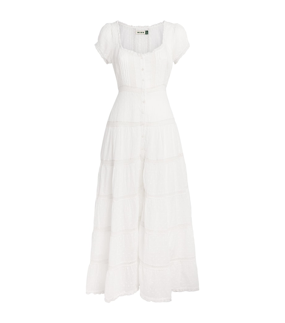 Rixo Womens Cotton Broderie Anglaise Jaclyn Midi Dress Ivory Image 1