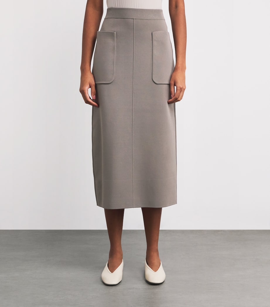 Milano-Knit Midi Skirt MUSHROOM Image 3