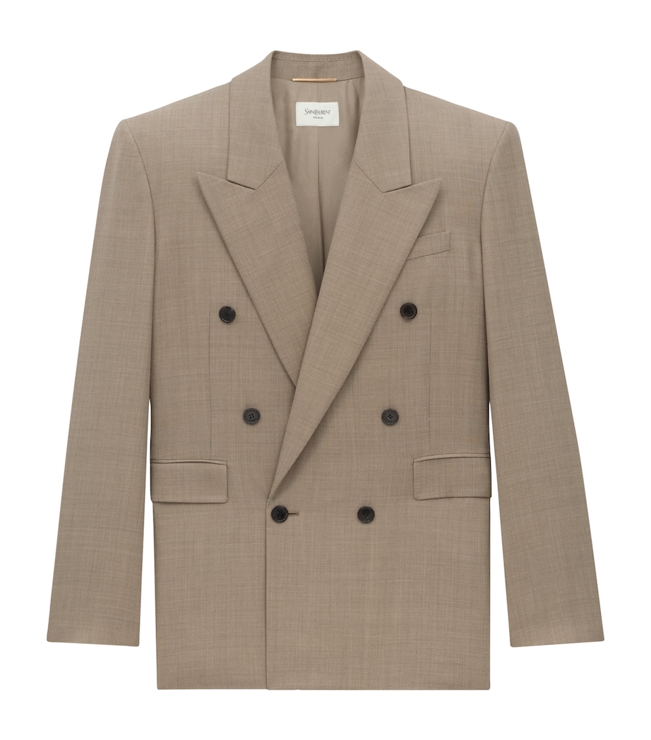 Saint Laurent Womens Wool Double-Breasted Blazer Image 1