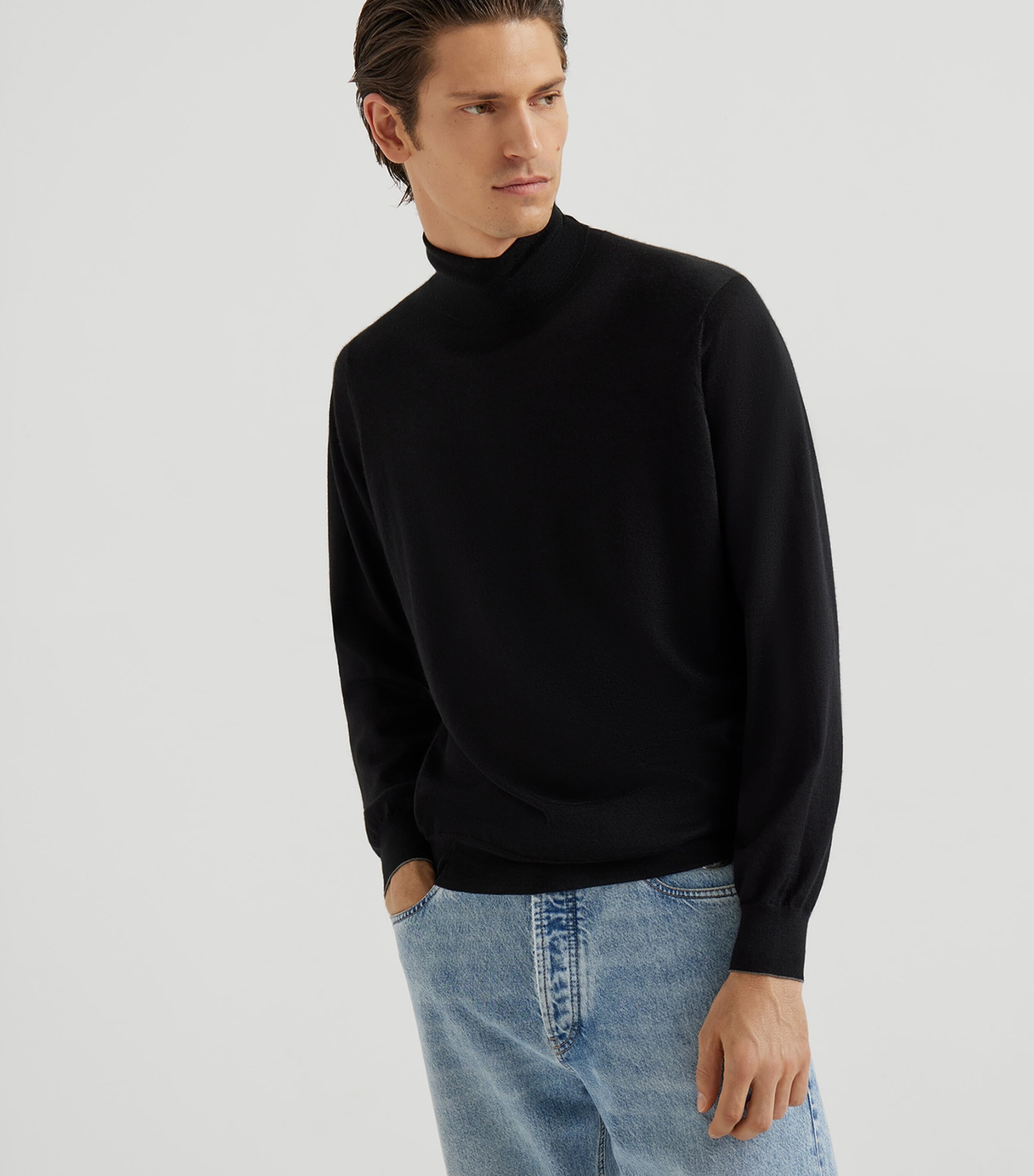 Brunello Cucinelli Mens Silk-Cashmere Rollneck Sweatshirt Image 2